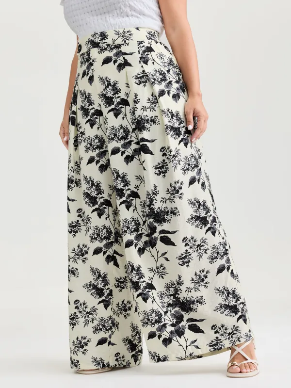 Silhouette Flower Print Wide-Leg Pants made by Bloomchic