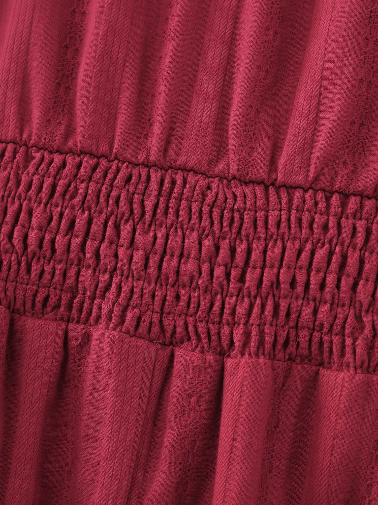 Cotton Textured Cinched-Waist Tiered Midi Dress sold by Bloomchic product image thumbnail 5