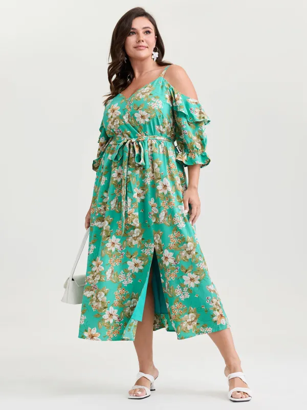 Breezy Floral Ruffled Hem Midi Dress made by Bloomchic