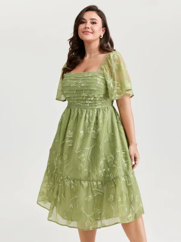 Floral Whispers Pleated Bodice Midi Dress made by Bloomchic