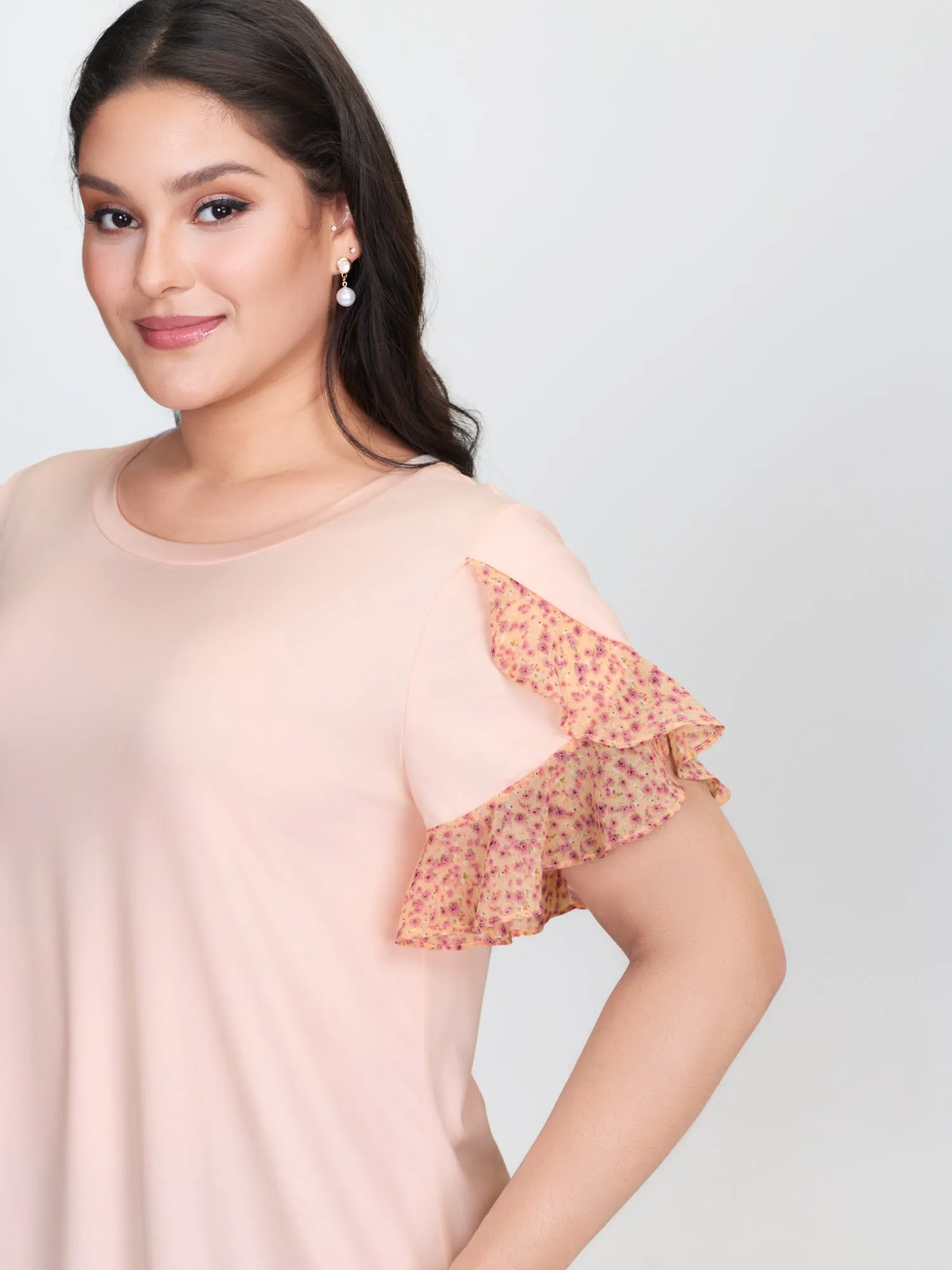 Floral Ruffled Sleeve Knit Top sold by Bloomchic product image thumbnail 2