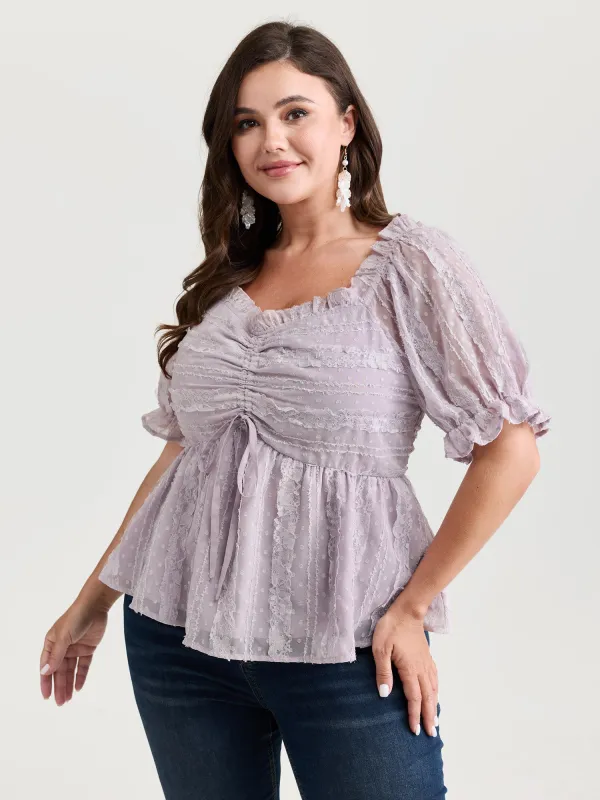 Ruched Adjustable Bodice Backless Tie Blouse made by Bloomchic