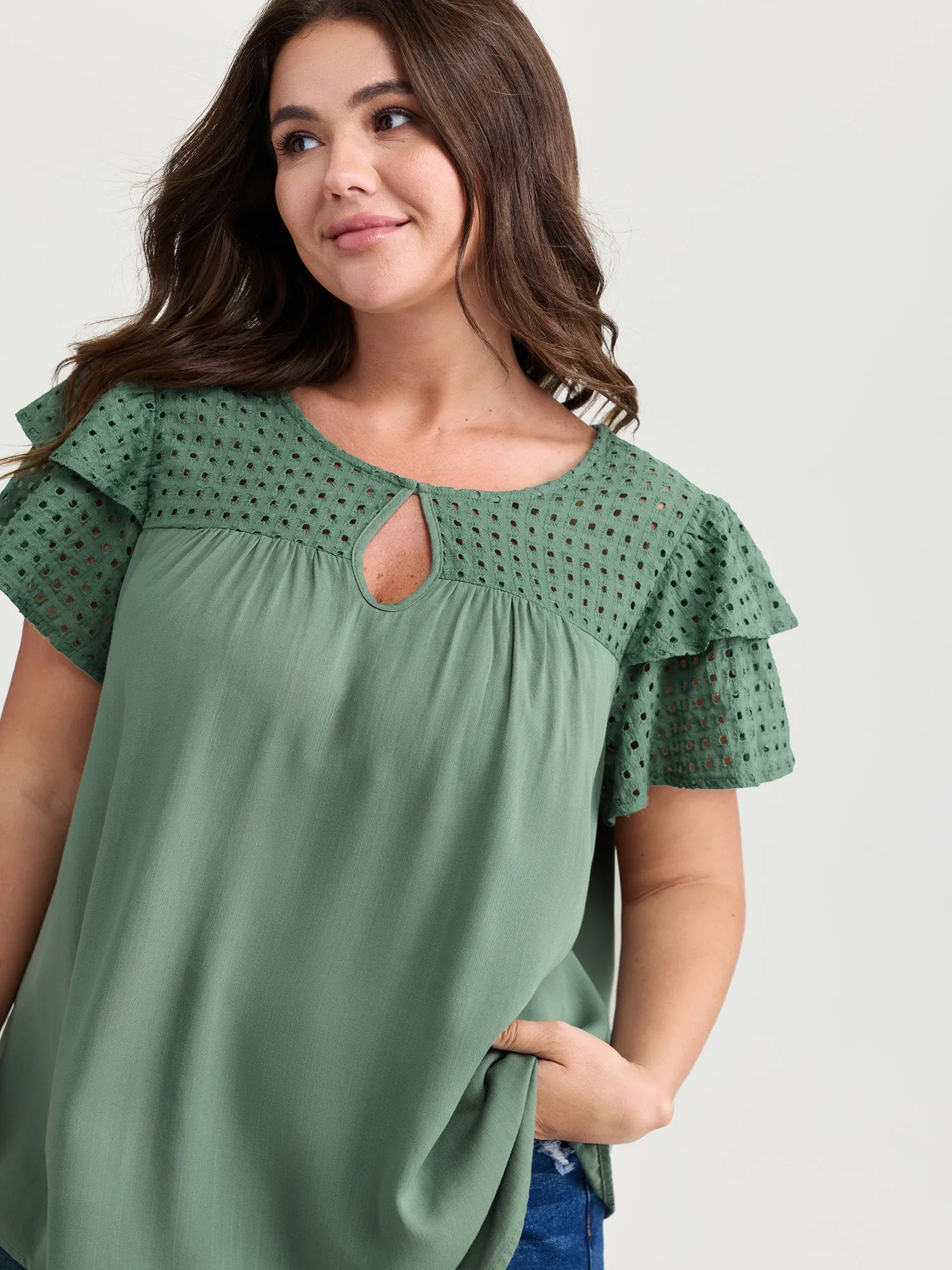 Pure Cotton Layered Sleeve Flowy Blouse sold by Bloomchic
