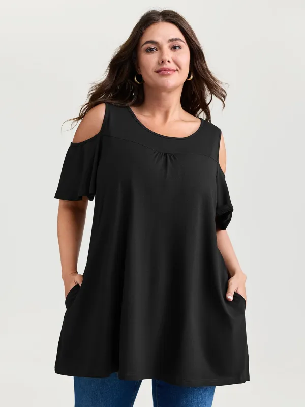 Supersoft Bust-Friendly Shoulder Cut-Out T-Shirt made by Bloomchic