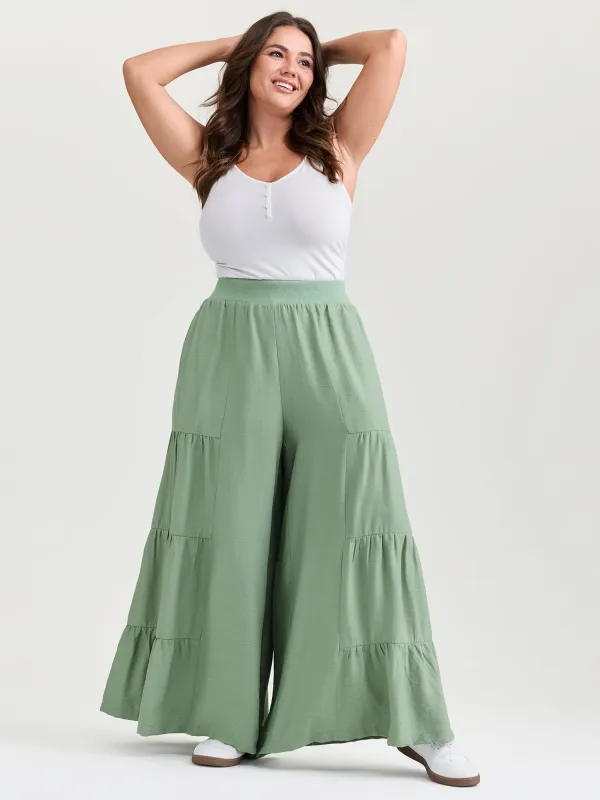 Supersoft Tiered Wide-Leg Pants made by Bloomchic