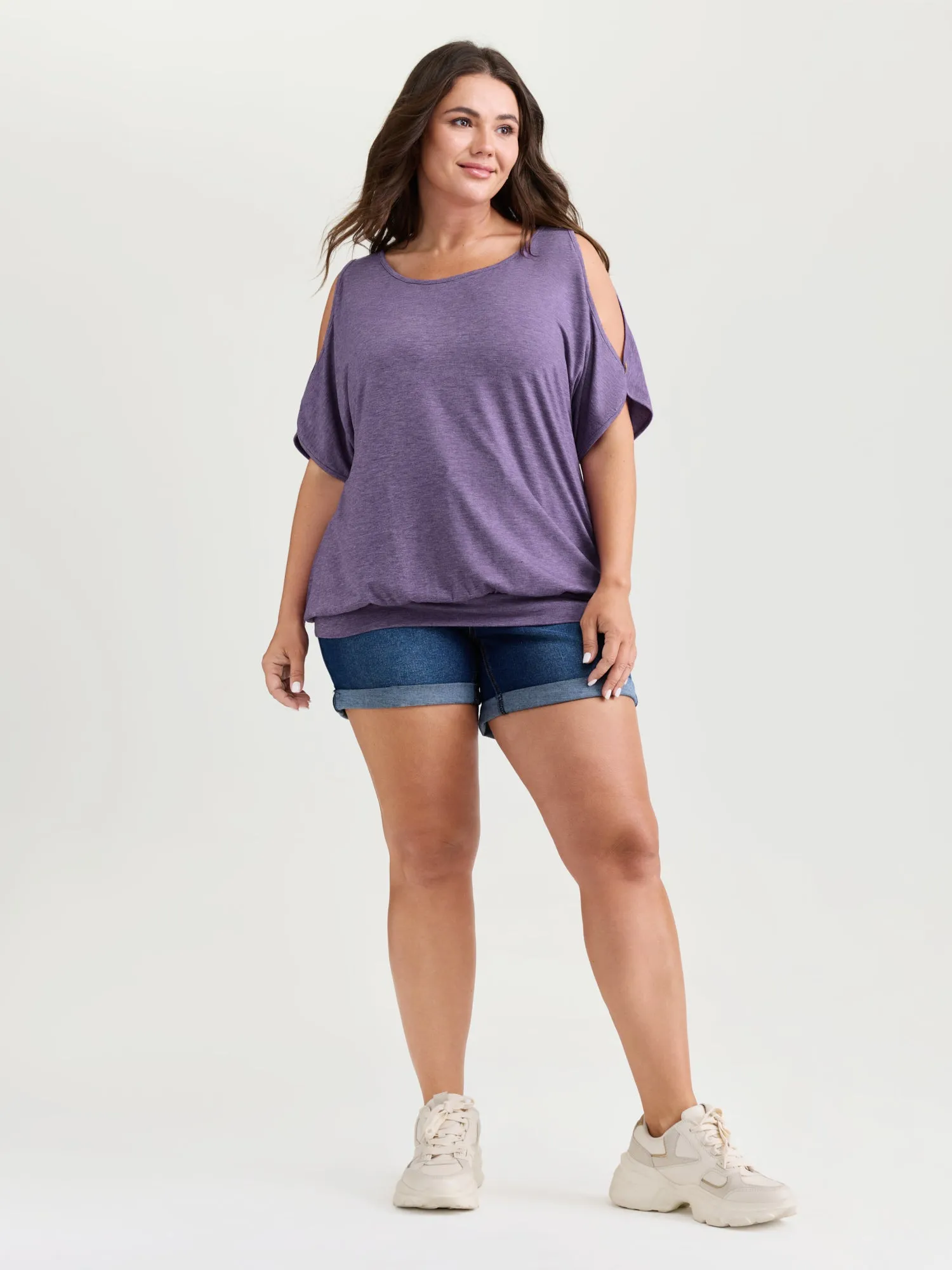 Supersoft Cut-Out Shoulder T-Shirt sold by Bloomchic product image thumbnail 3