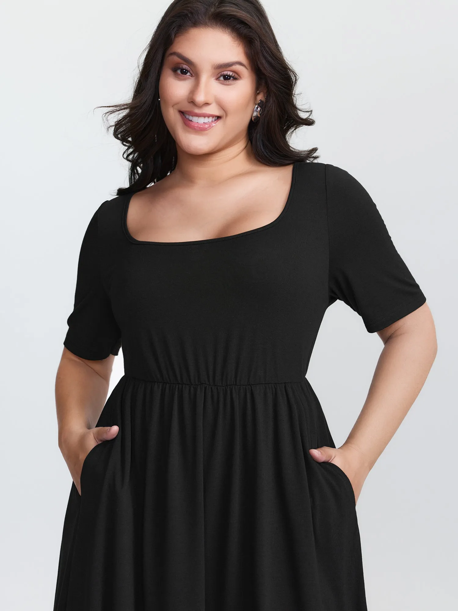 Supersoft Round Neckline Plain Midi Dress sold by Bloomchic product image thumbnail 2