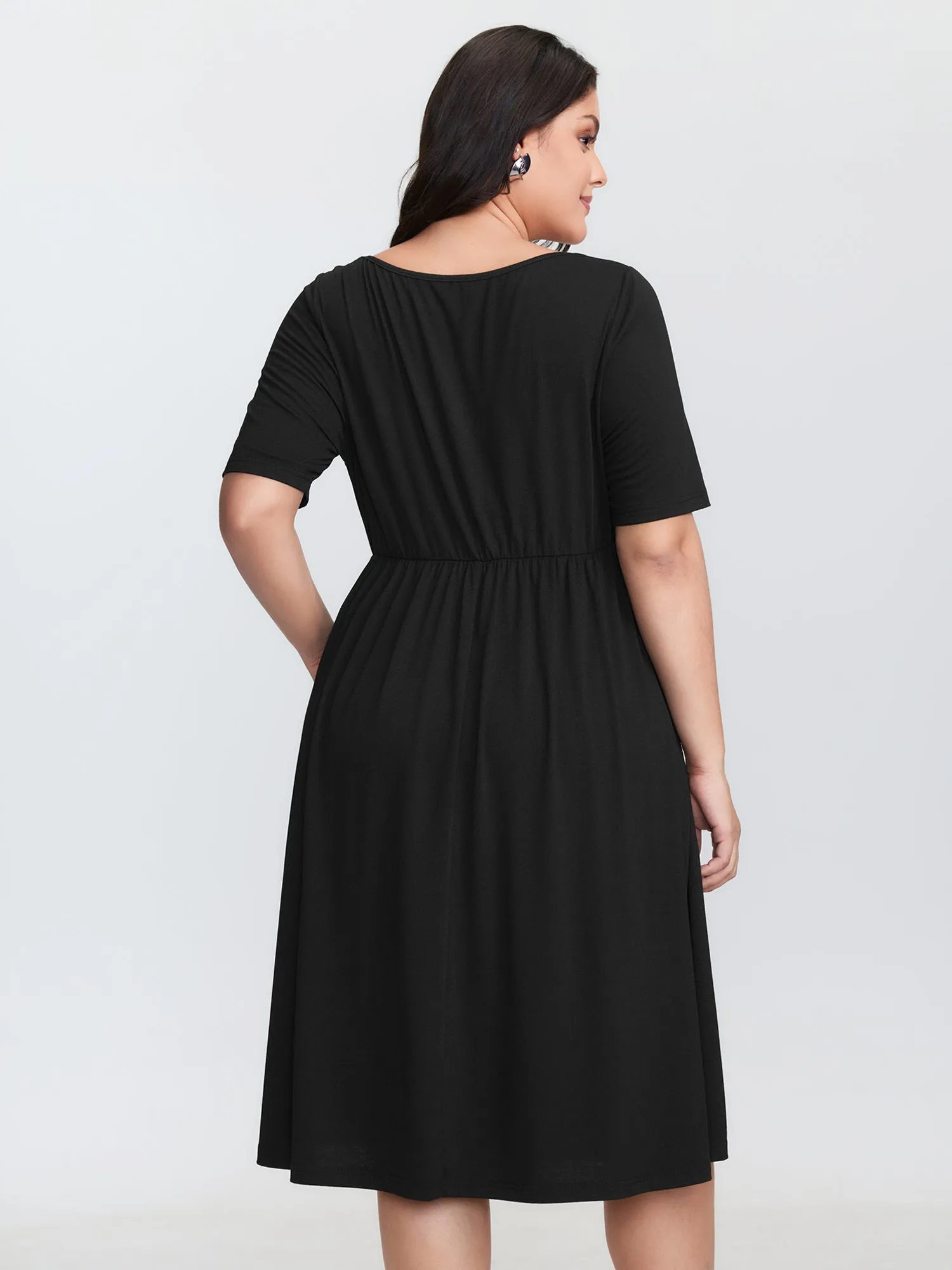 Supersoft Round Neckline Plain Midi Dress sold by Bloomchic product image thumbnail 5