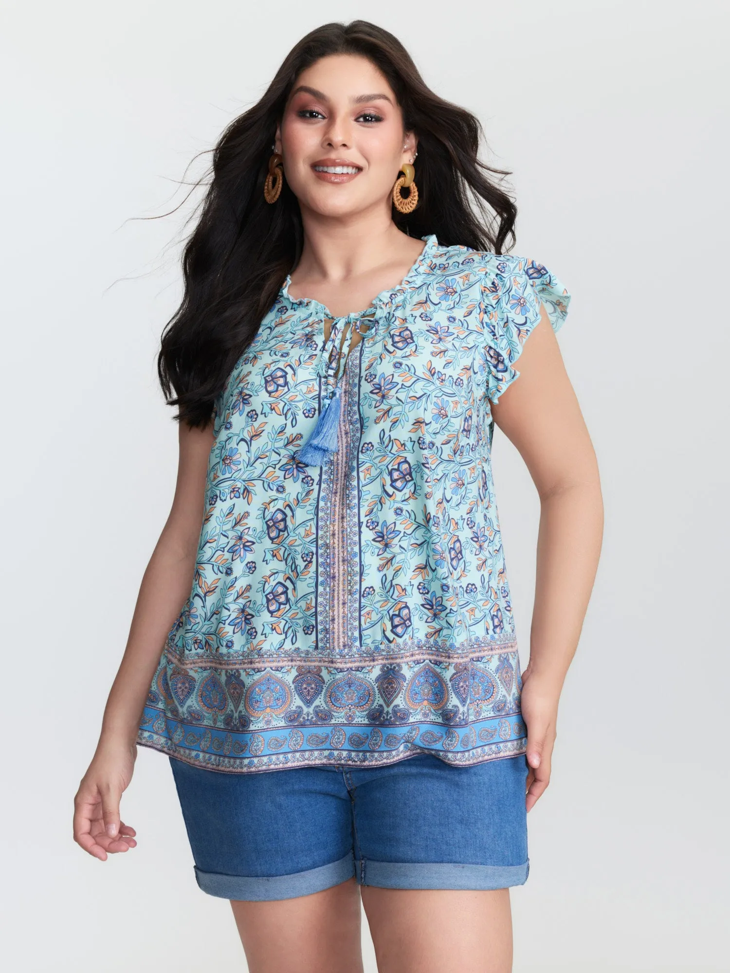 Boho Romance Bust-Friendly Drawstring Blouse sold by Bloomchic