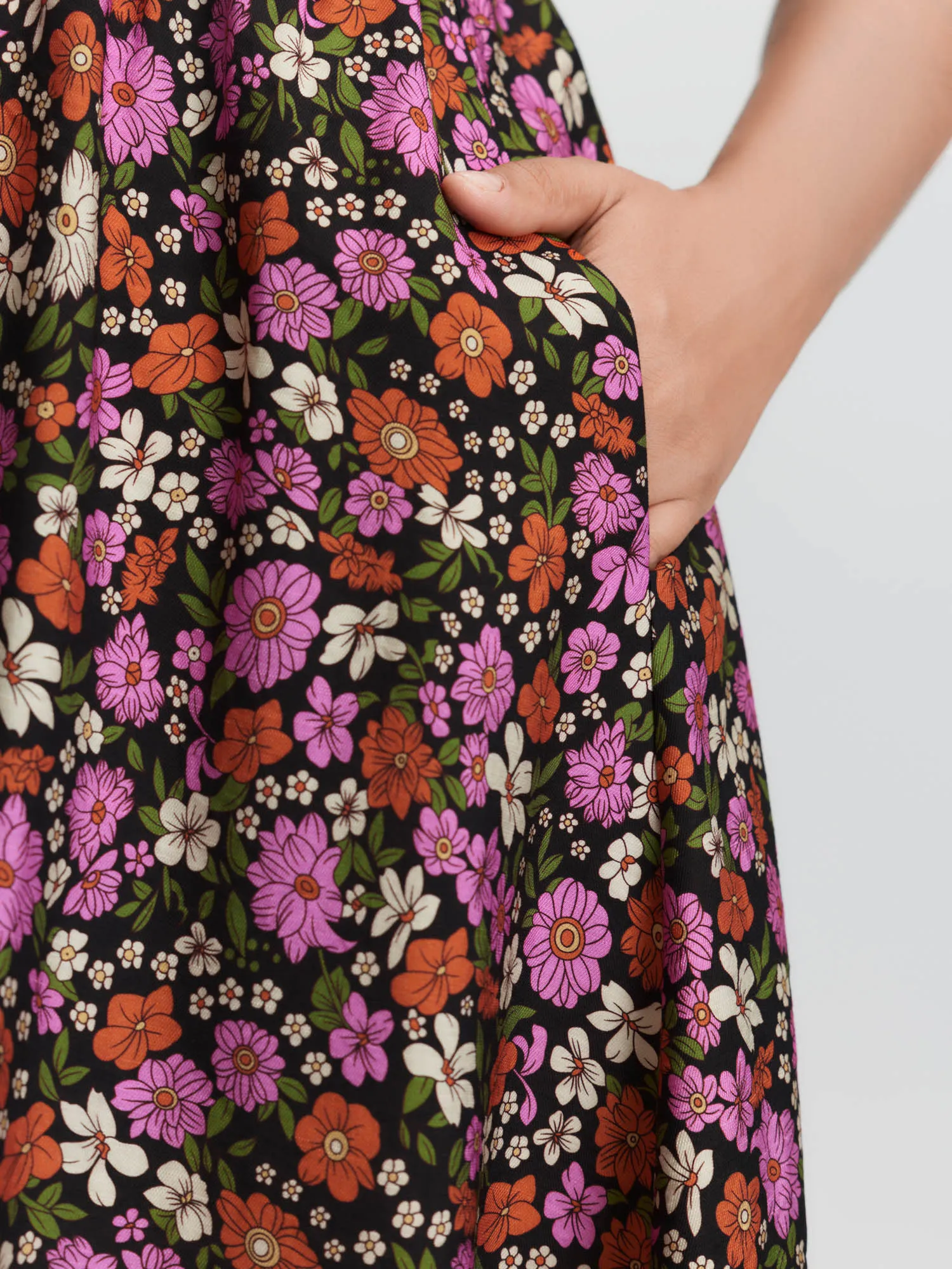 Chic Floral Print Ruffled Mock Neckline Mini Dress sold by Bloomchic product image thumbnail 4