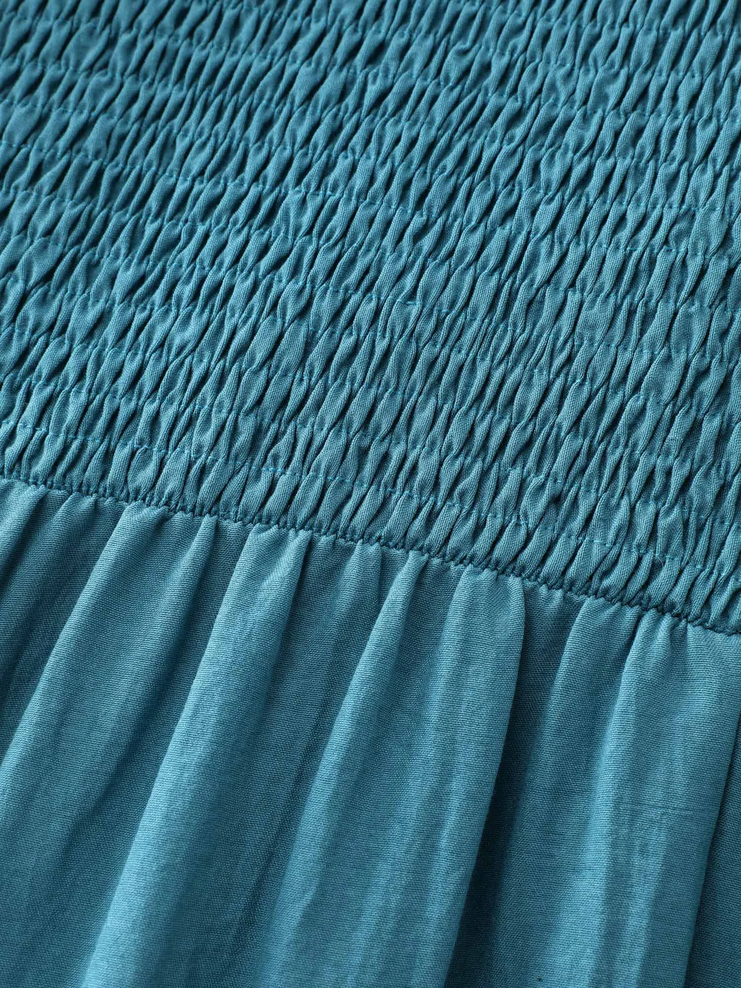 Shirred Bodice Ruffled Hem Midi Dress sold by Bloomchic product image thumbnail 5