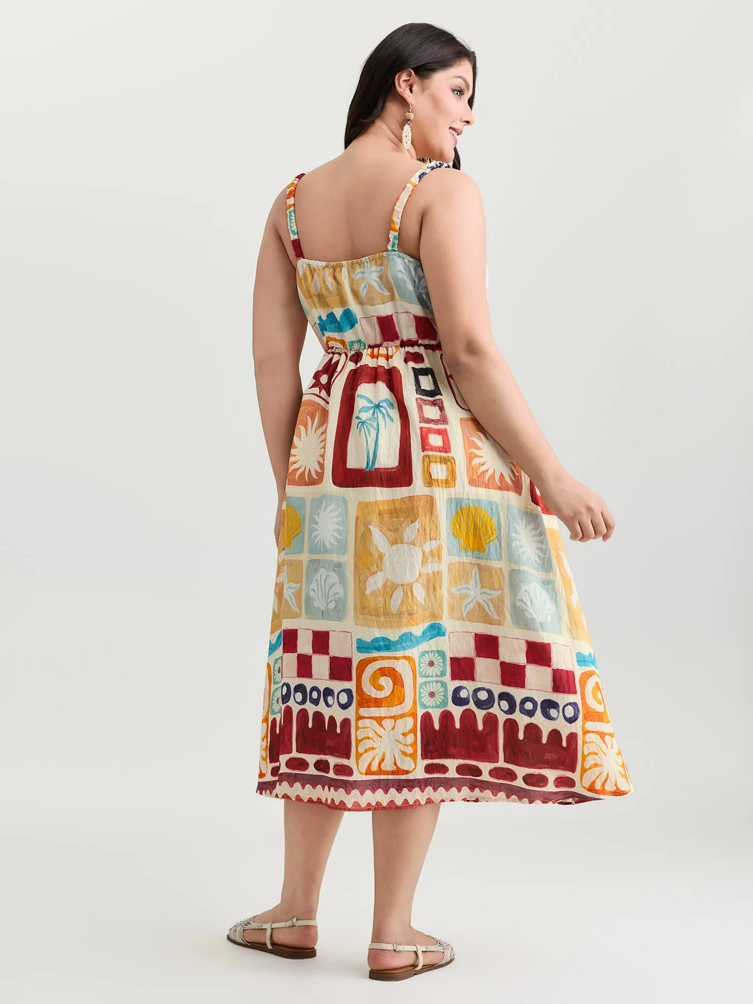 Playful Collage Print Cami Midi Dress sold by Bloomchic product image thumbnail 4