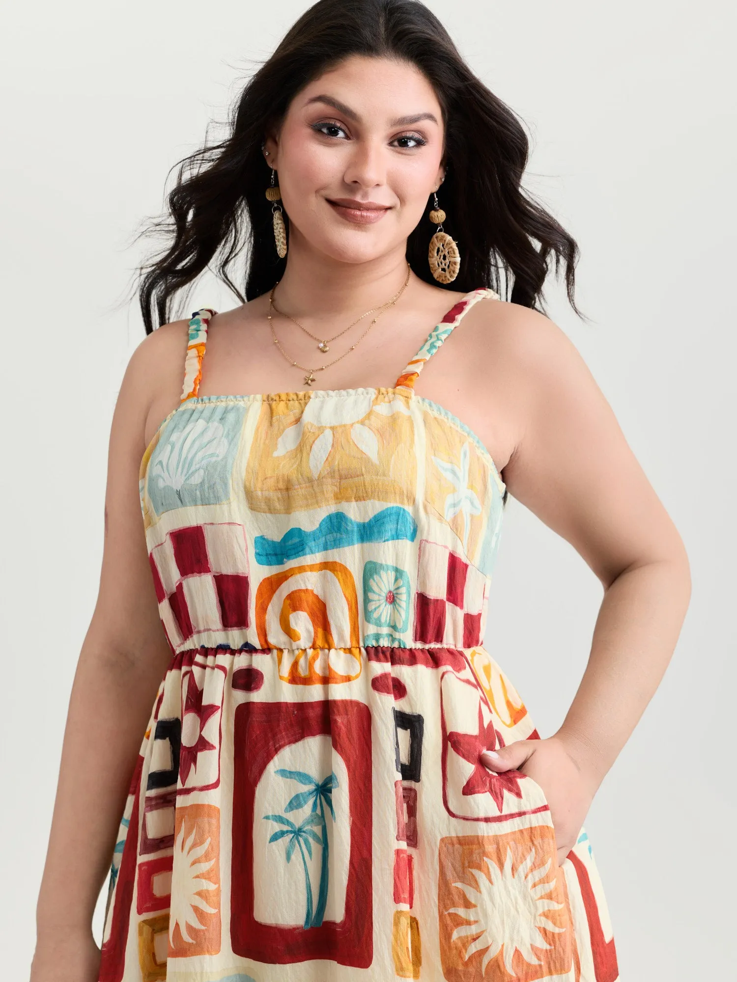 Playful Collage Print Cami Midi Dress sold by Bloomchic product image thumbnail 2