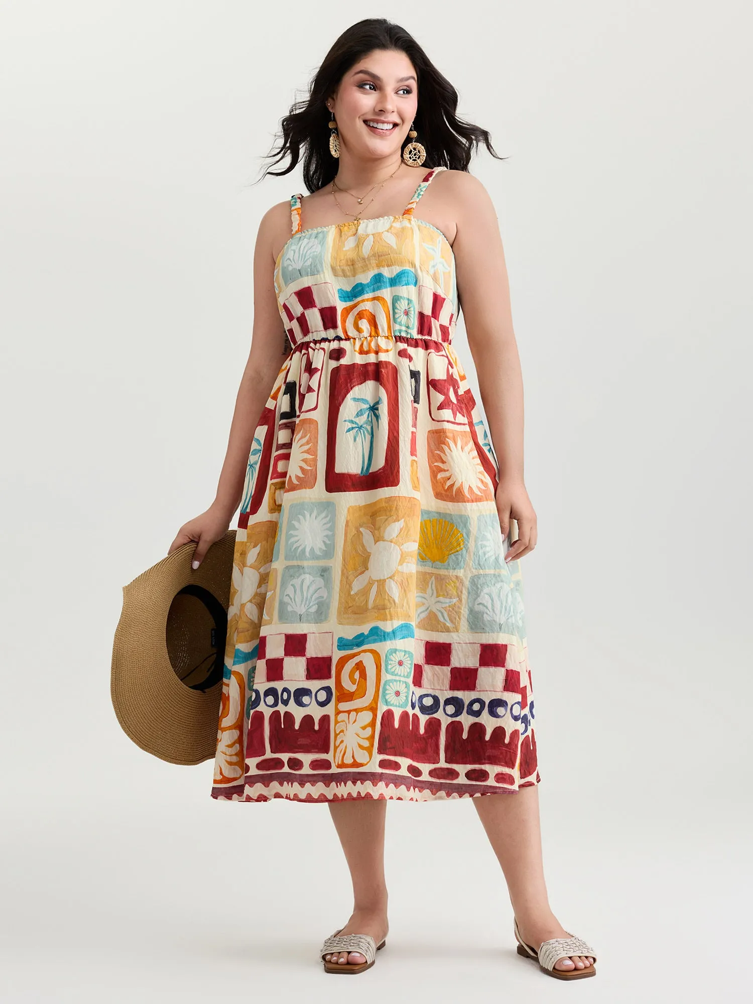 Playful Collage Print Cami Midi Dress sold by Bloomchic product image thumbnail 3