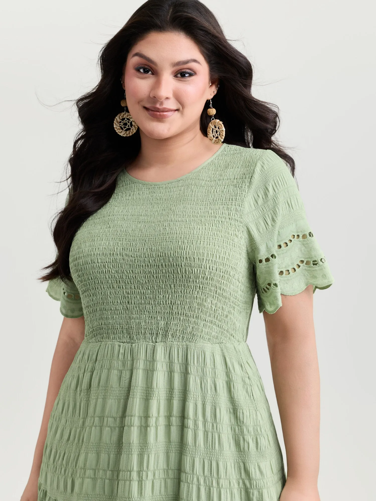 Shirred Lace Flounce Sleeve Tiered Maxi Dress sold by Bloomchic product image thumbnail 2