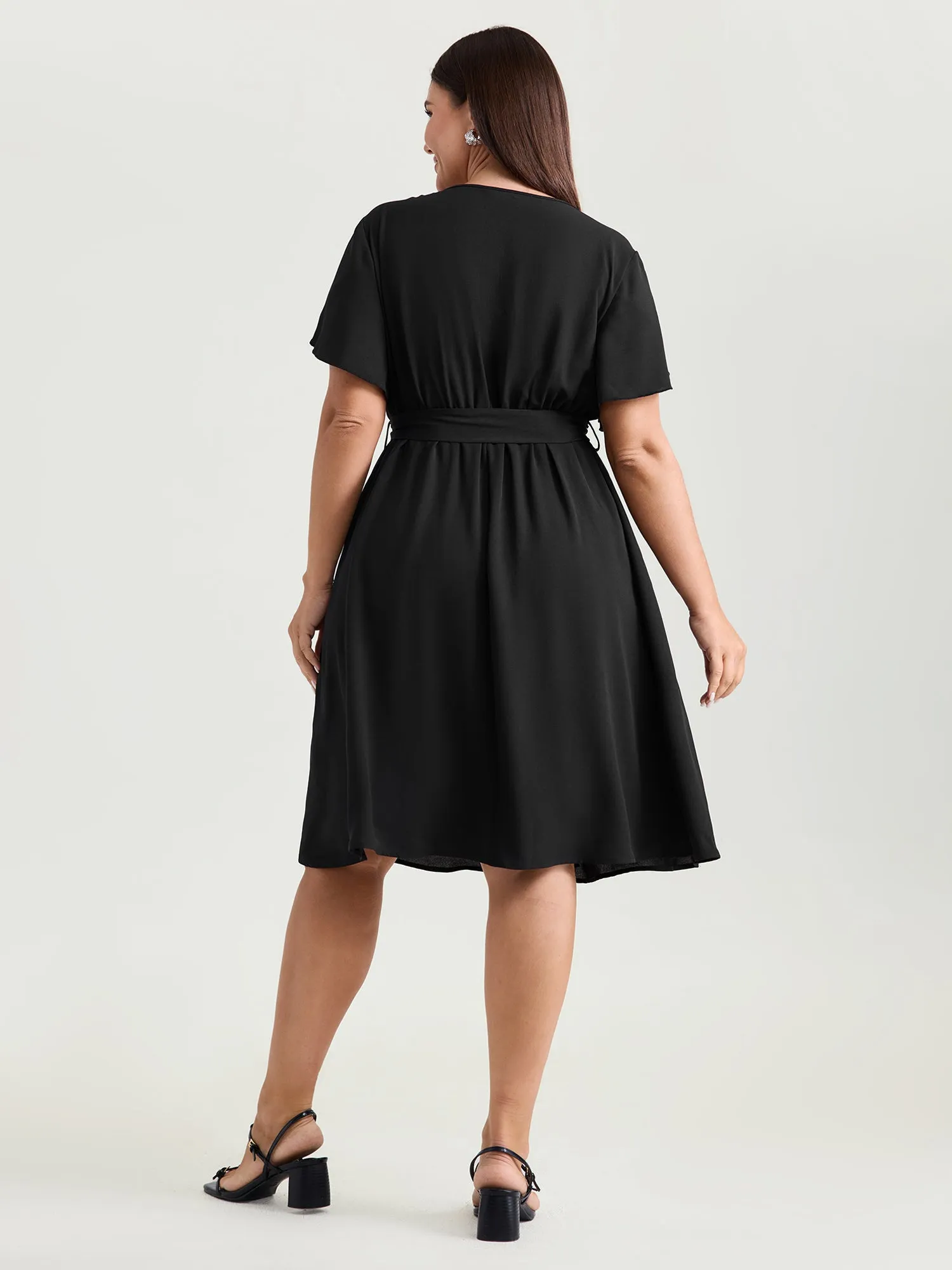 Timeless Waist-Tie Pleated Detail Mini Dress sold by Bloomchic product image thumbnail 4