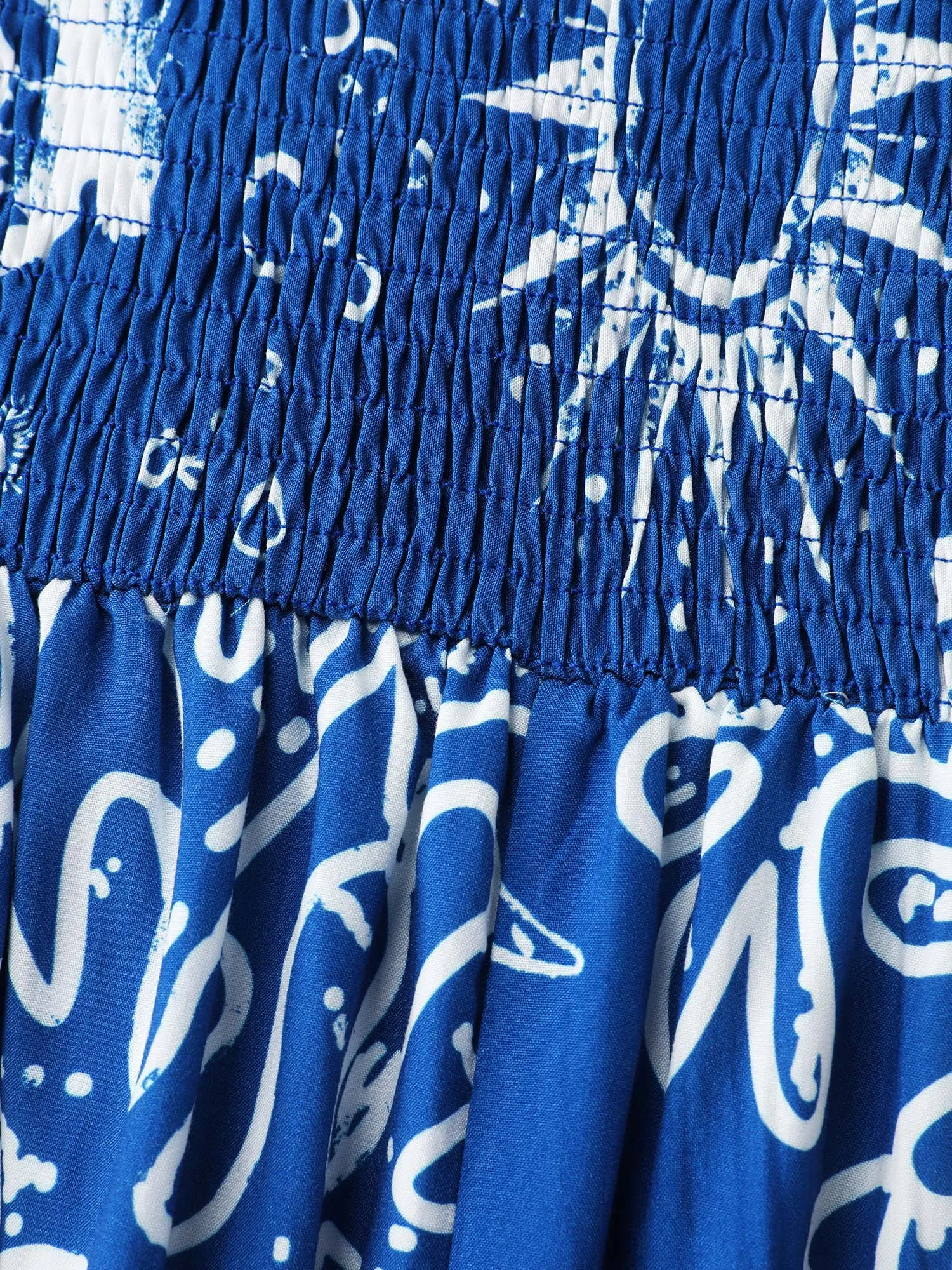 Ocean Print Shirred Adjustable Strap Maxi Dress sold by Bloomchic product image thumbnail 5