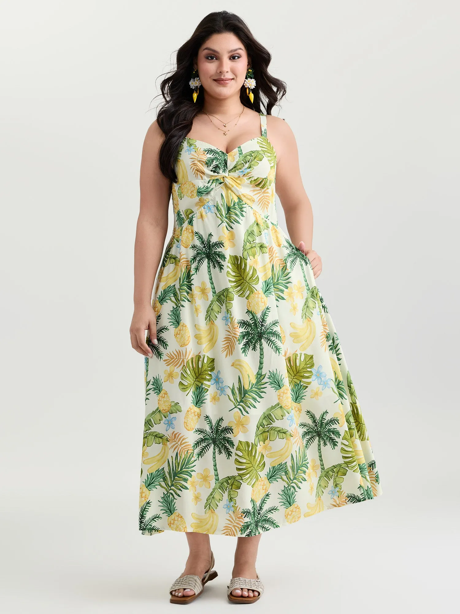 Tropical Vacation-Ready Ruched Midi Dress sold by Bloomchic product image thumbnail 3