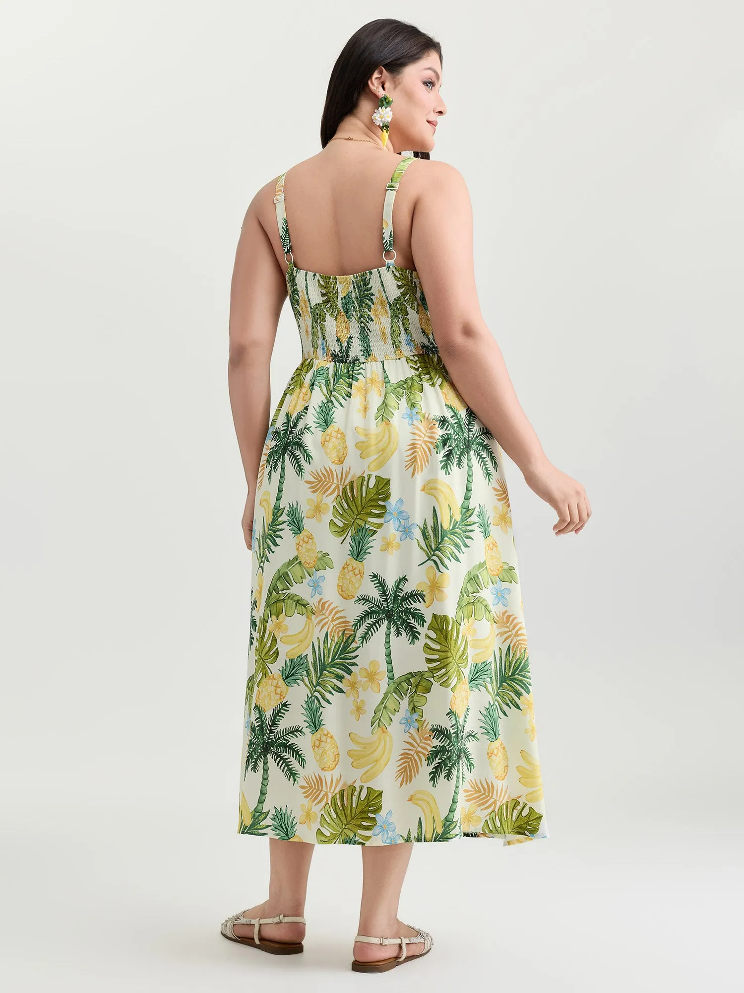 Tropical Vacation-Ready Ruched Midi Dress sold by Bloomchic product image thumbnail 4