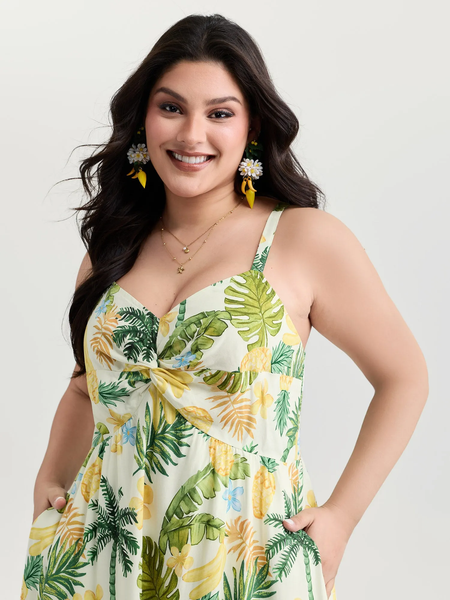 Tropical Vacation-Ready Ruched Midi Dress sold by Bloomchic product image thumbnail 2