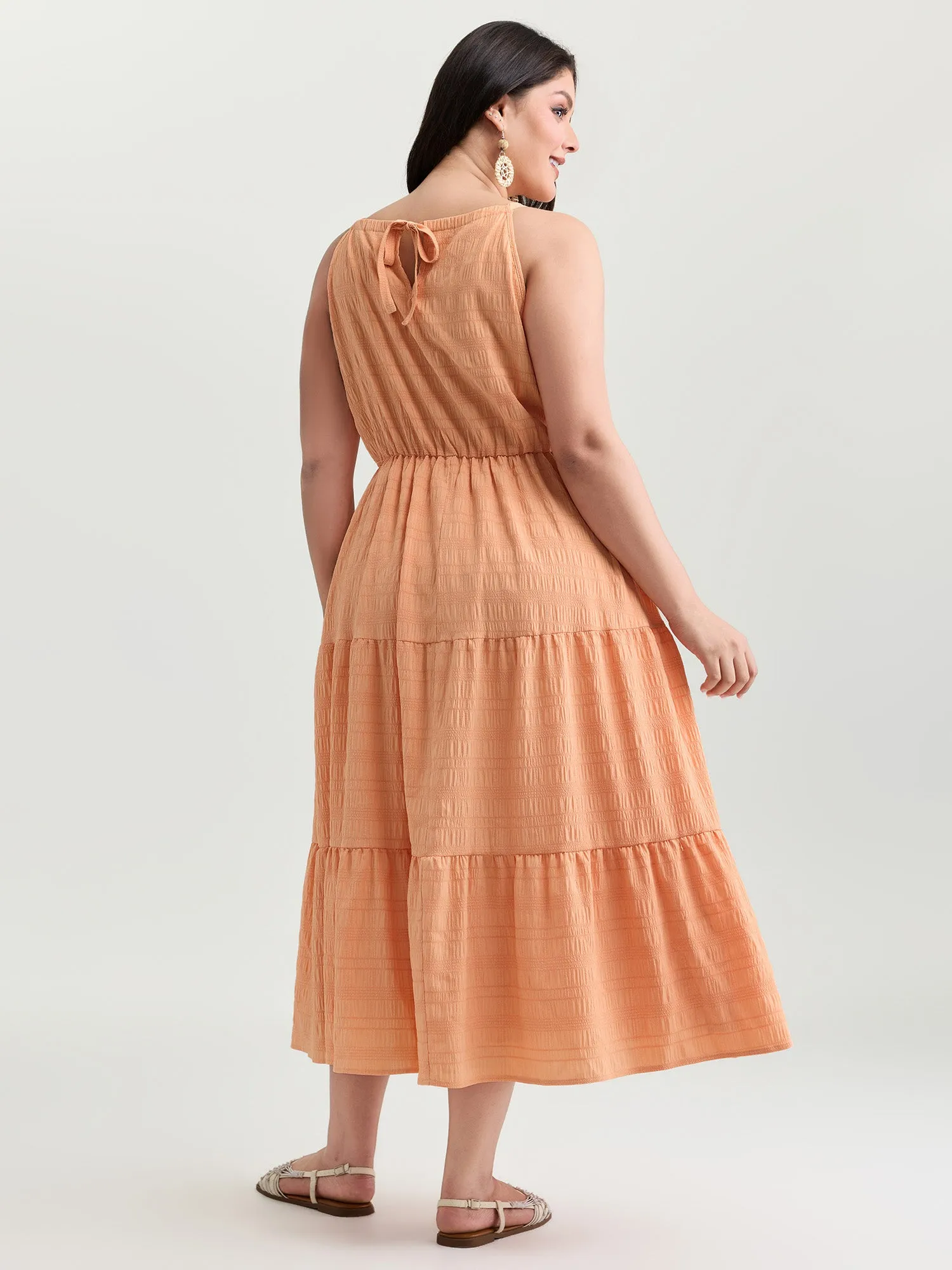 Breezy Halter-Neckline Tiered Midi Dress sold by Bloomchic product image thumbnail 4