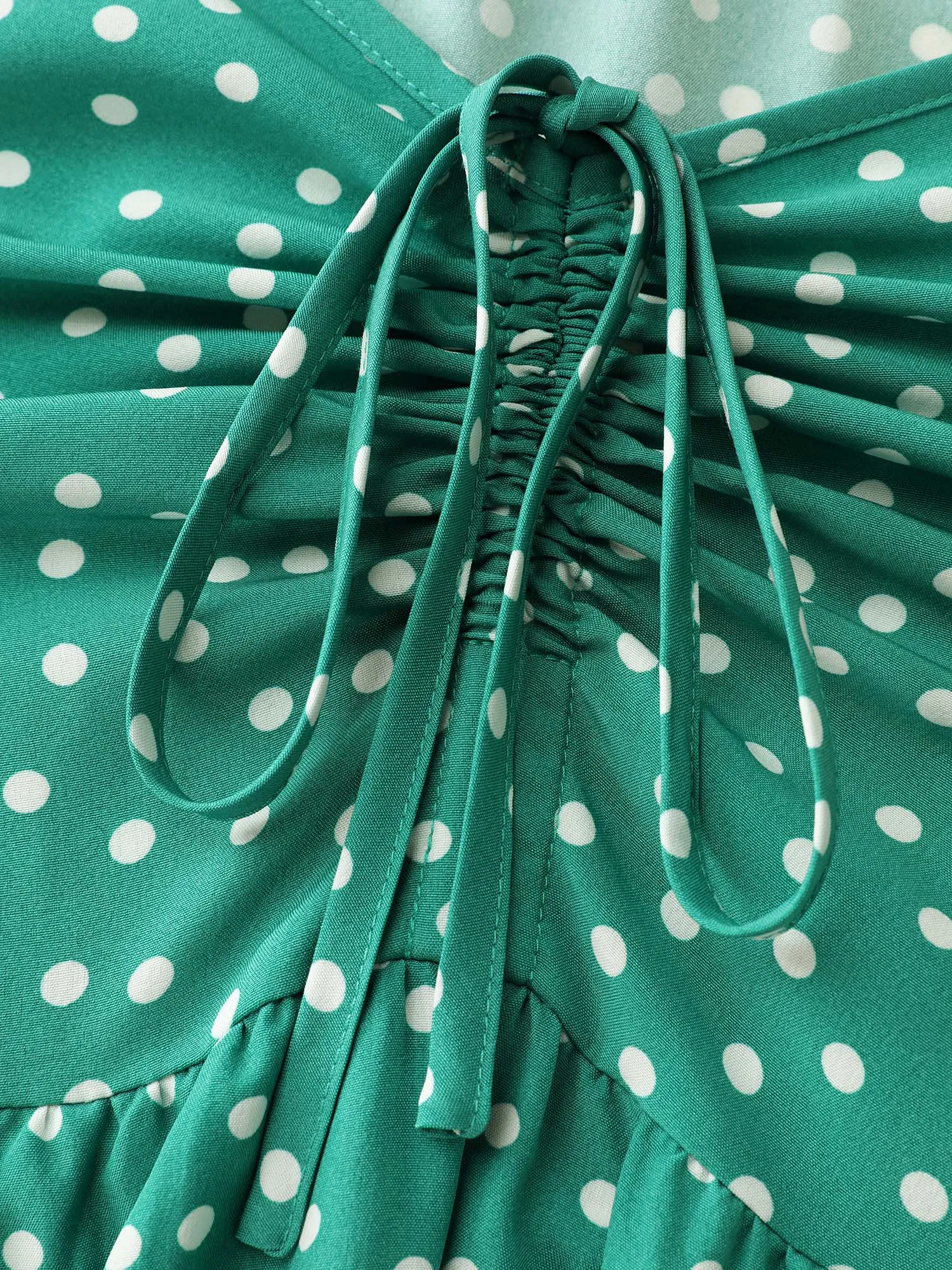 Vintage Polka Dots Ruched Bowknot Midi Dress sold by Bloomchic product image thumbnail 5