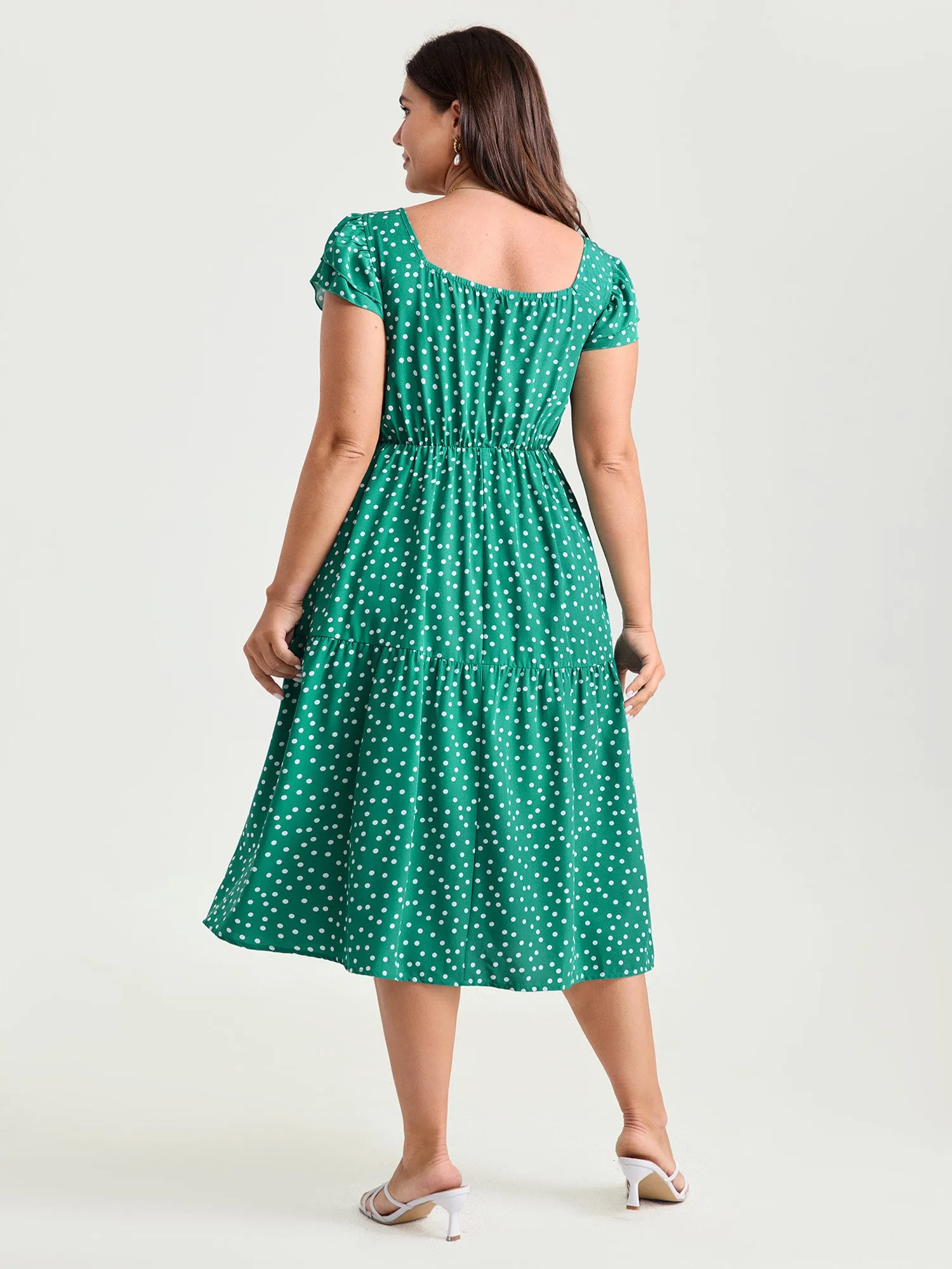Vintage Polka Dots Ruched Bowknot Midi Dress sold by Bloomchic product image thumbnail 4