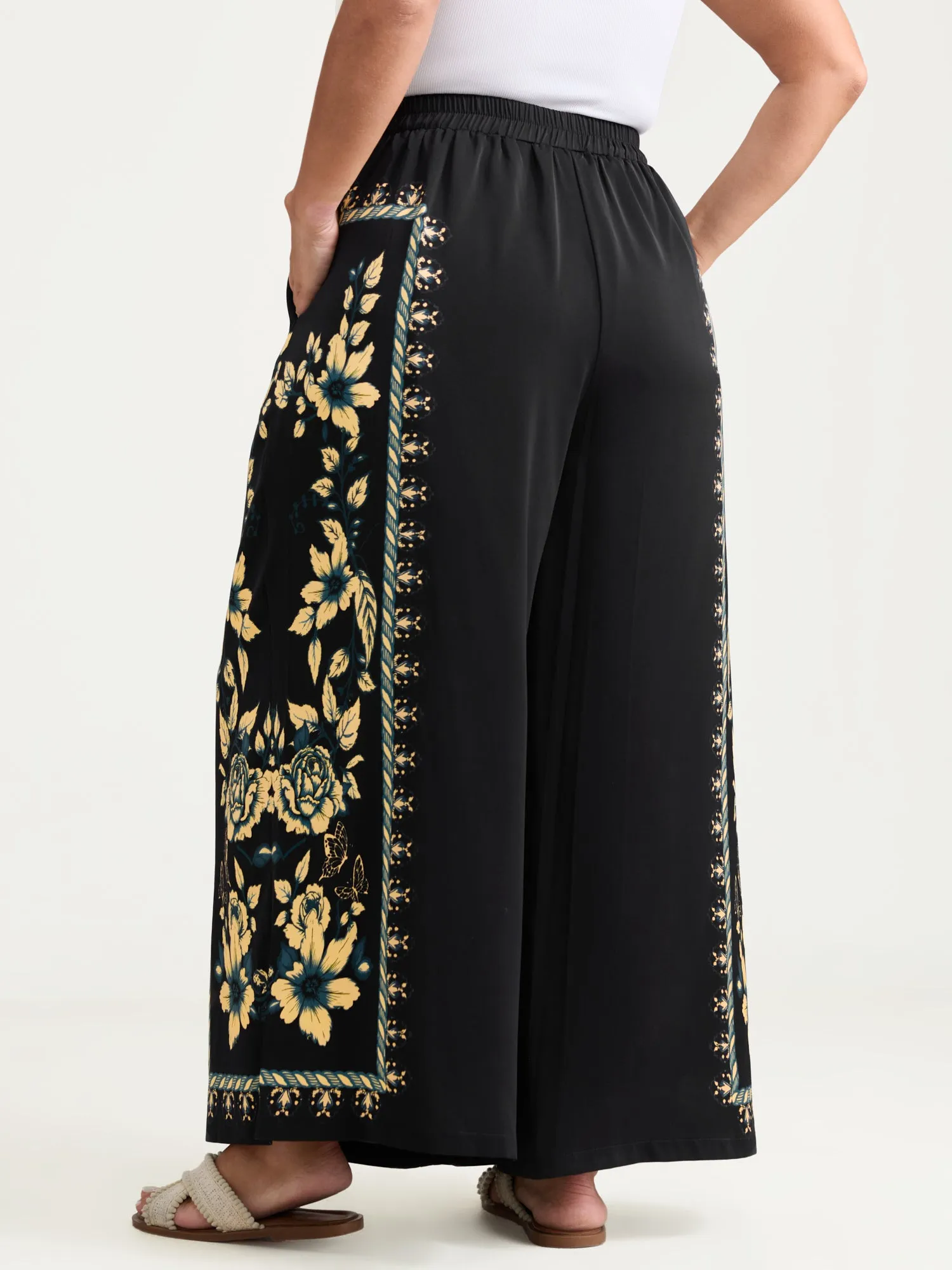 Side Floral Print Wide-Leg Pants sold by Bloomchic product image thumbnail 5