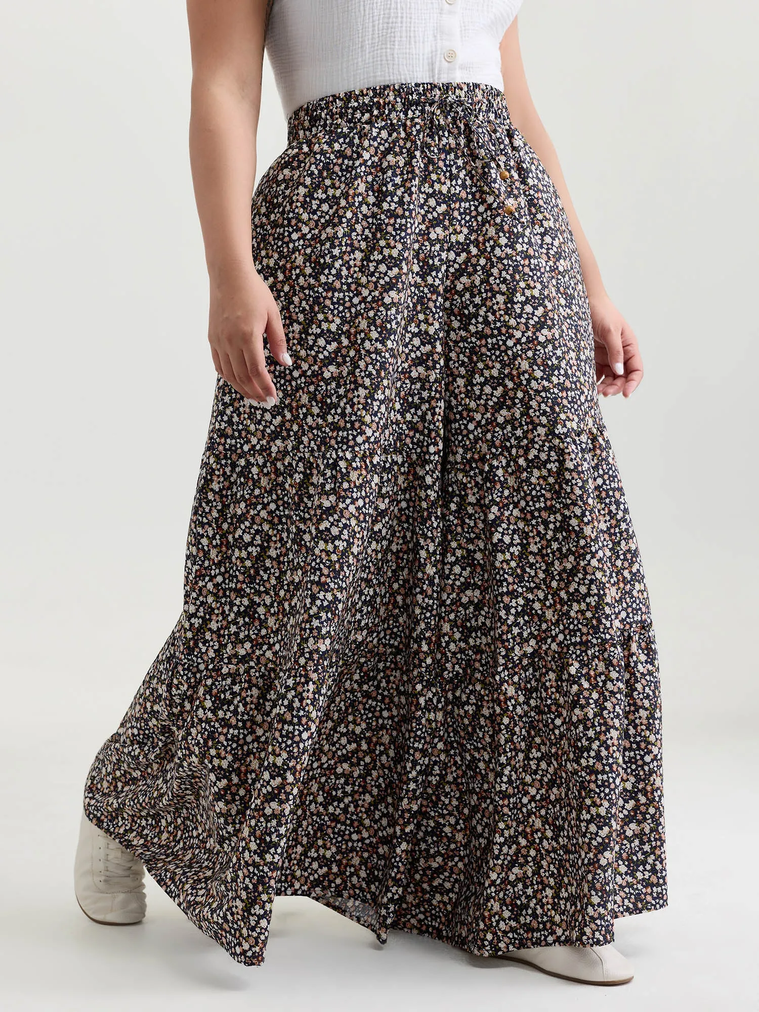 Micro Floral Print Wide Waistband Pants sold by Bloomchic product image thumbnail 2