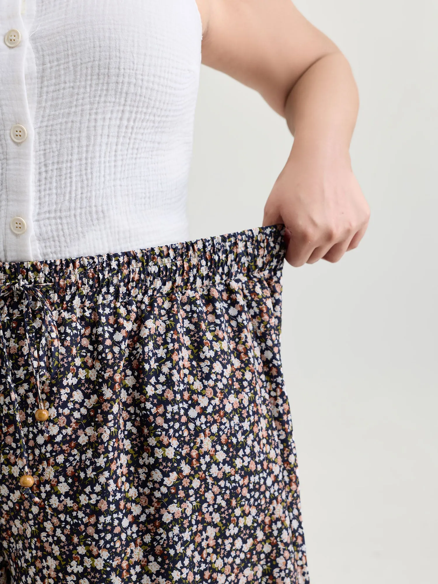 Micro Floral Print Wide Waistband Pants sold by Bloomchic product image thumbnail 3