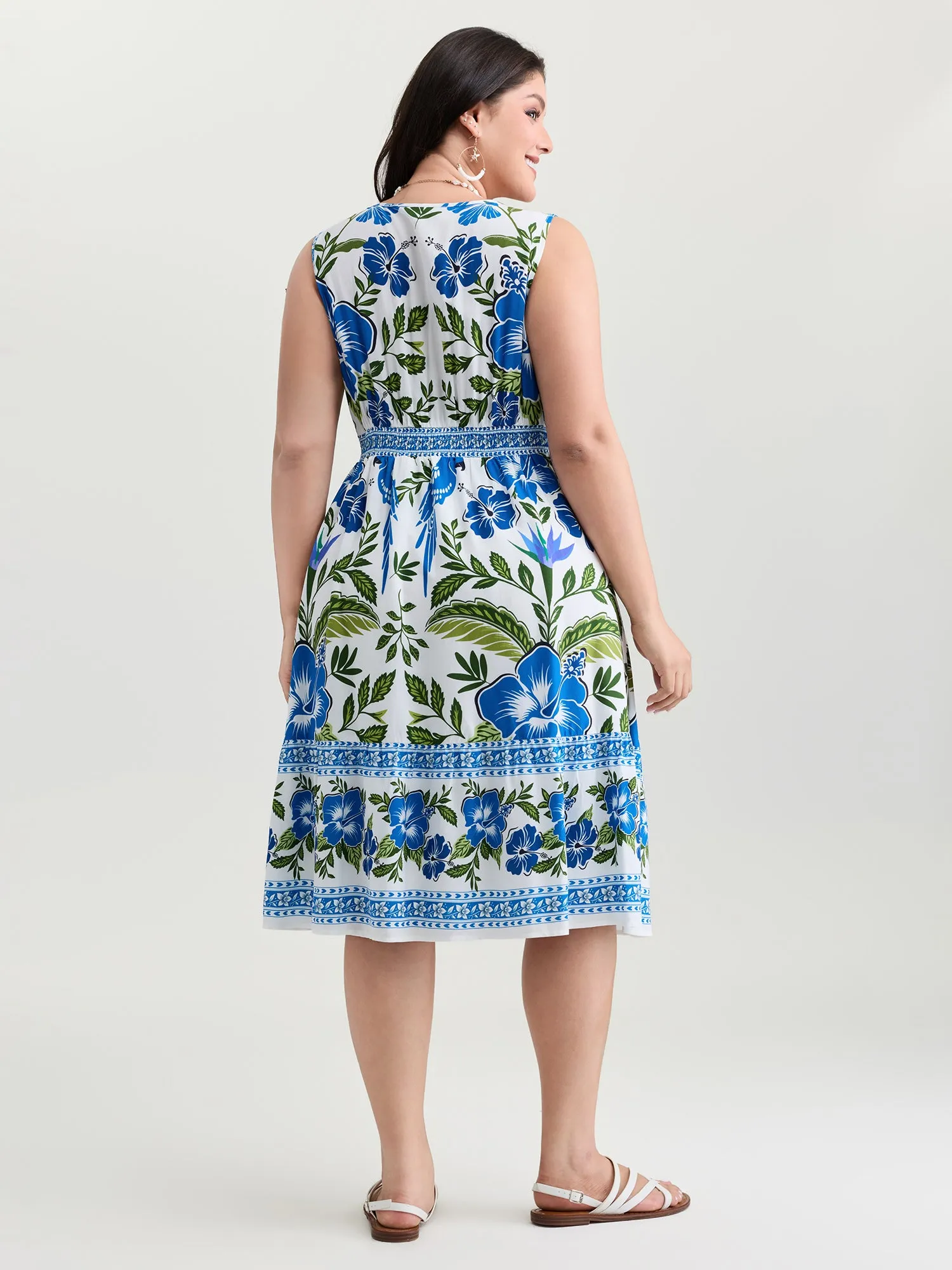 Large Floral Print Pockets Rayon Midi Dress sold by Bloomchic product image thumbnail 4