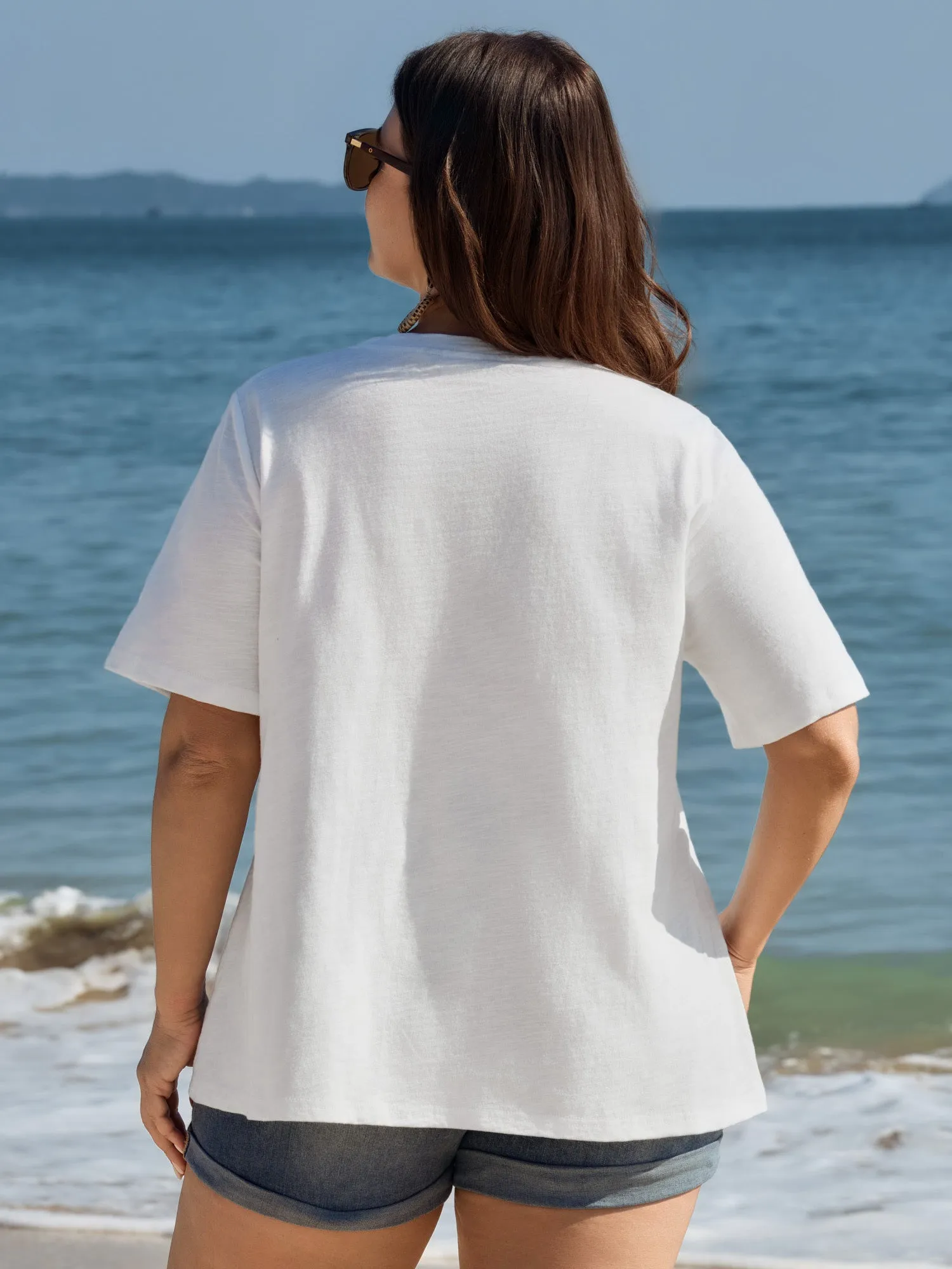 Beach Vibes Round Neck Plain T-Shirt sold by Bloomchic product image thumbnail 5