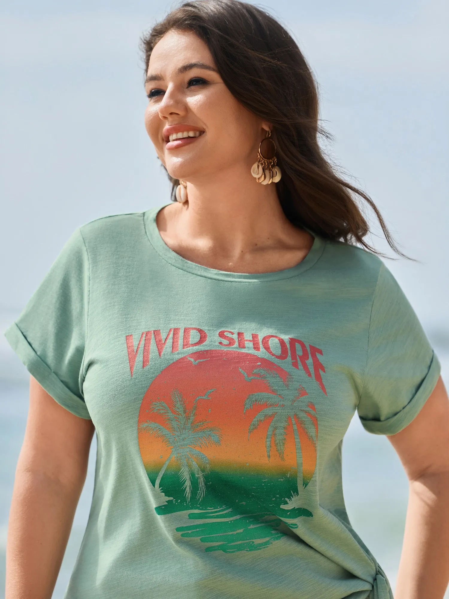 Shore Thing Side Tie Plain T-Shirt sold by Bloomchic product image thumbnail 2