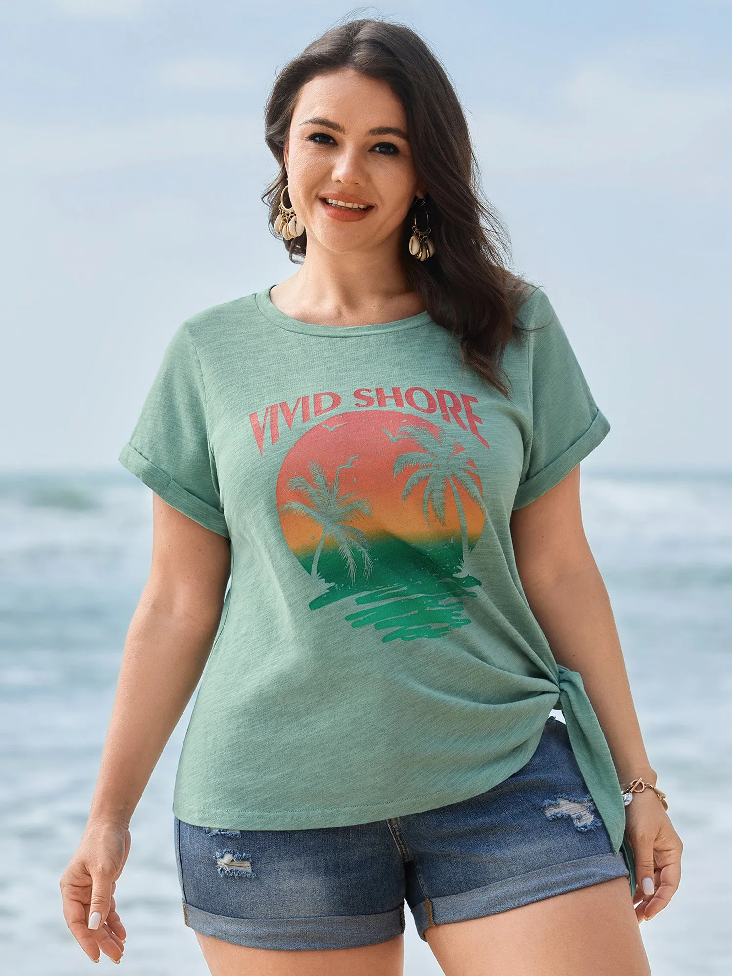 Shore Thing Side Tie Plain T-Shirt sold by Bloomchic