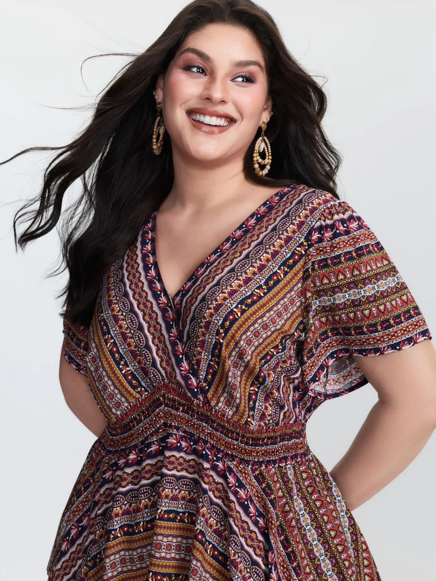 Boho Striped Print Handkerchief Hem Blouse sold by Bloomchic product image thumbnail 2