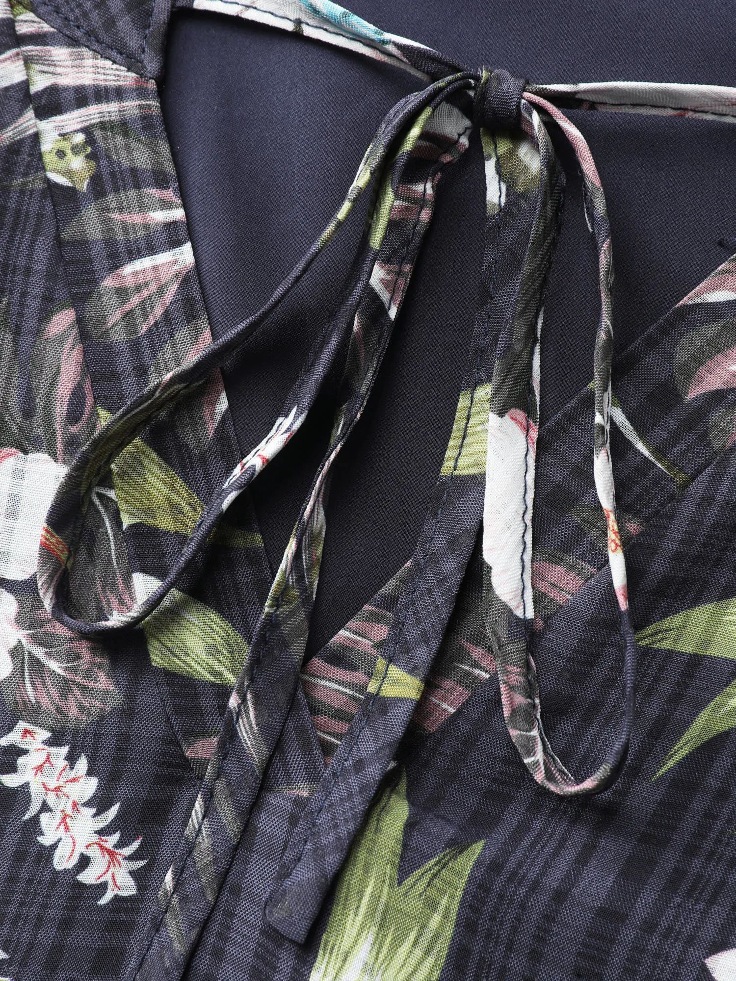 Floral Print Drawstring Split Neckline Blouse sold by Bloomchic product image thumbnail 5