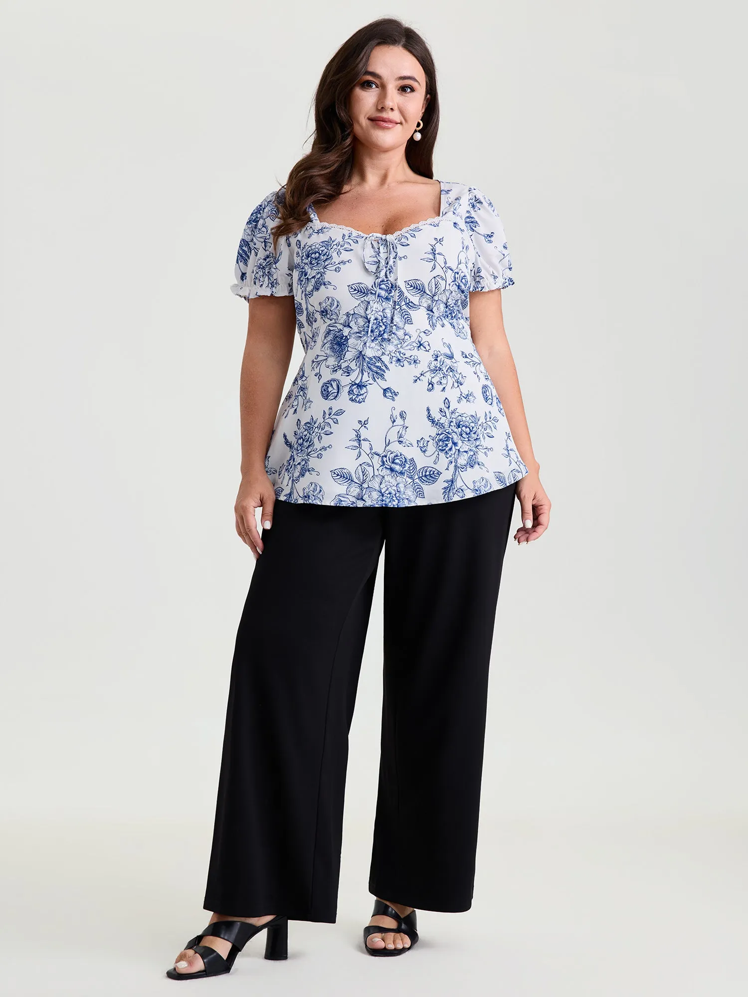 Floral Print Stretchy Waist-Defining Blouse sold by Bloomchic product image thumbnail 3