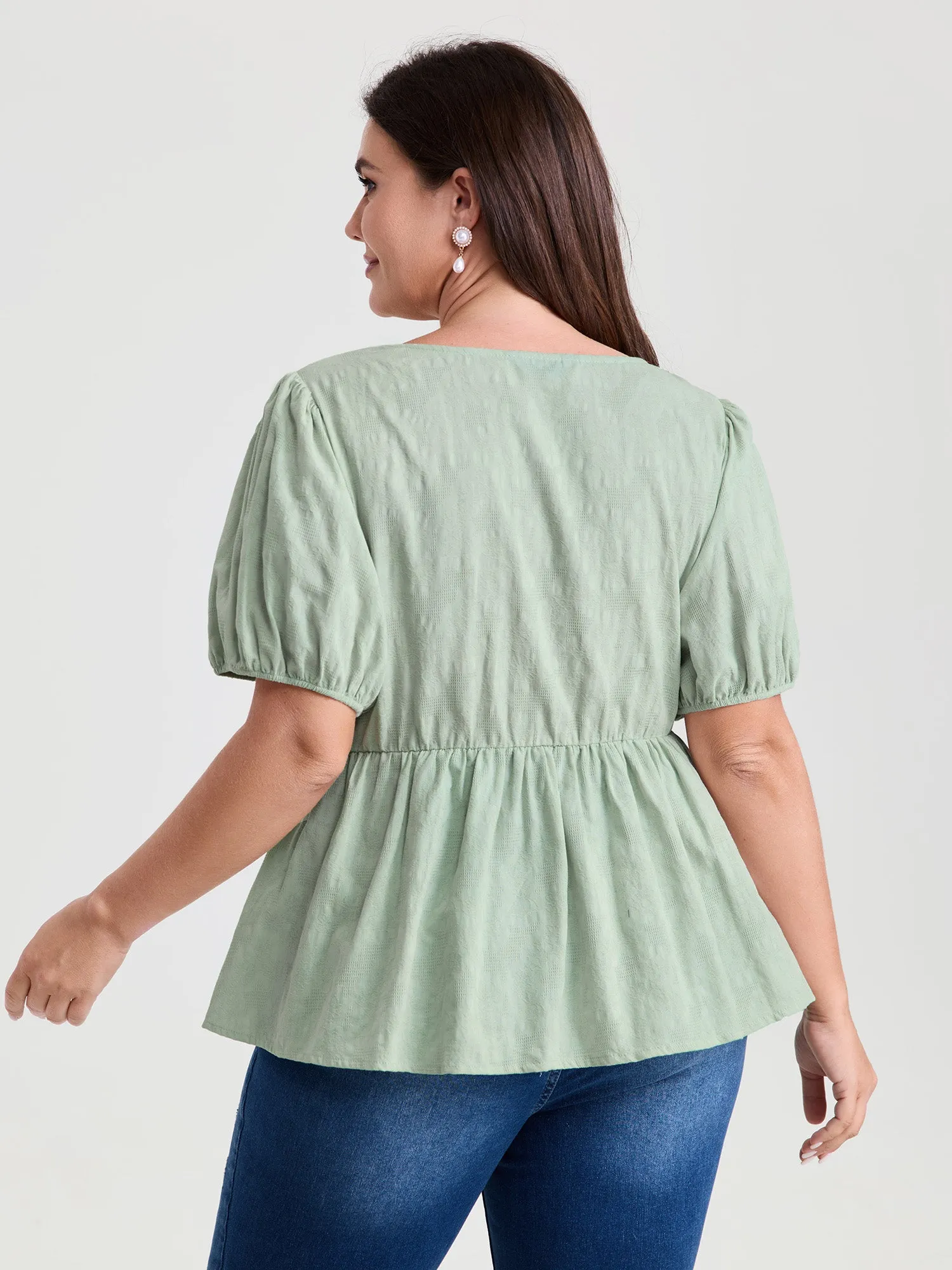 Textured Fit And Flare Plain Blouse sold by Bloomchic product image thumbnail 4