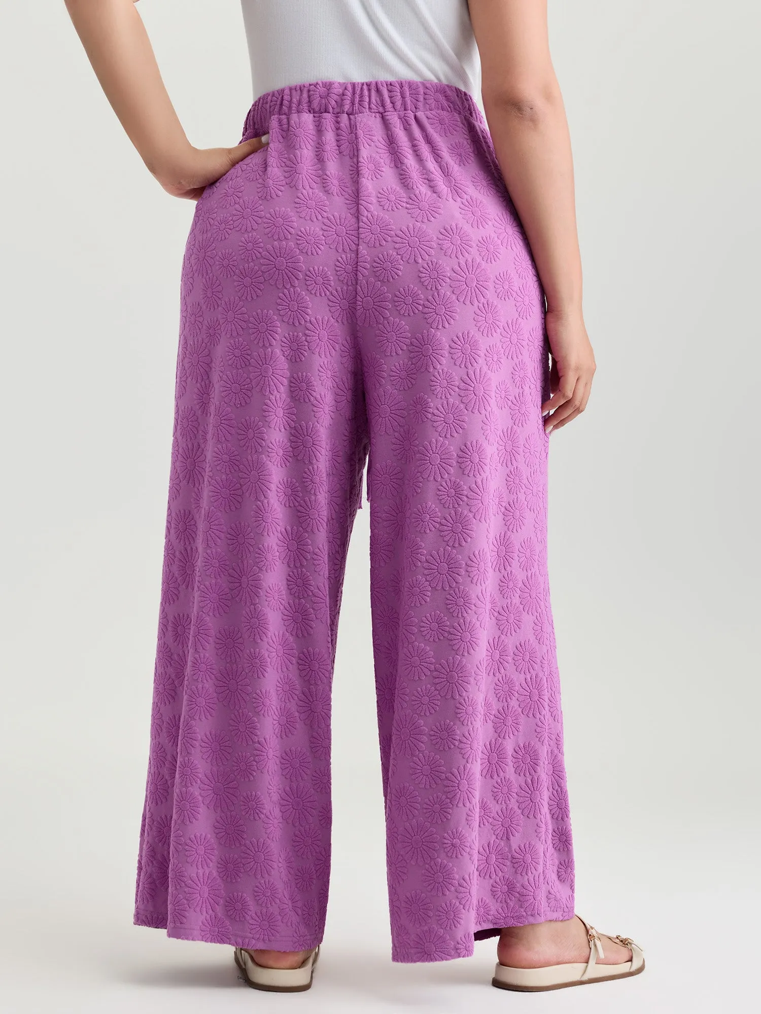 Drawstring Textured Wide-Leg Pants sold by Bloomchic product image thumbnail 5