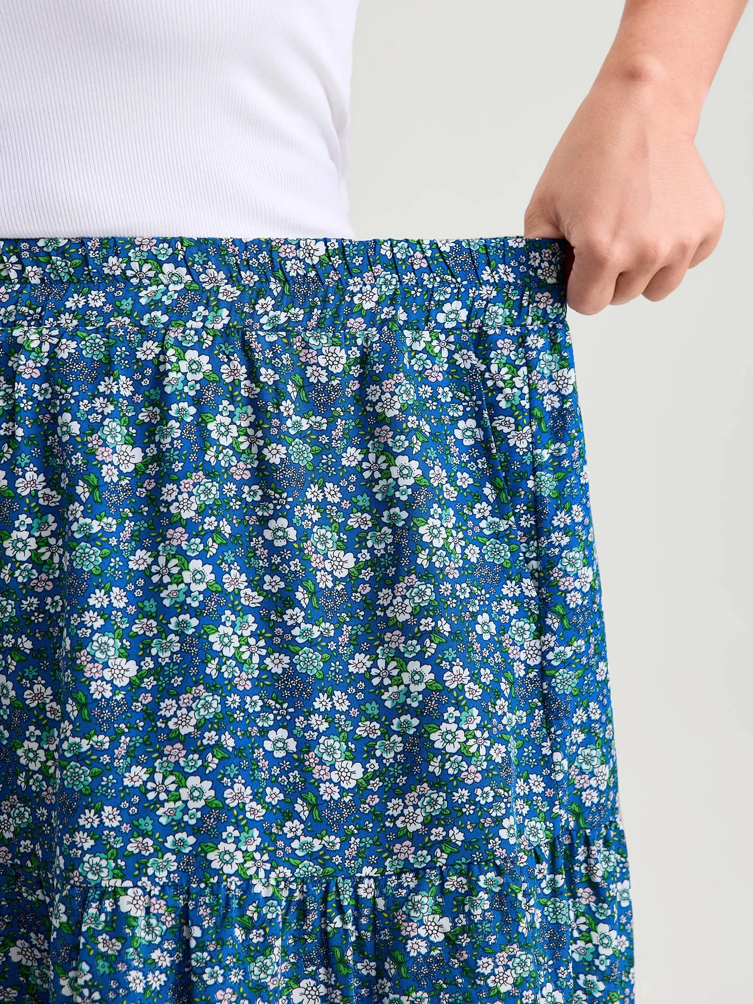 Floral Print Lace Trim Flowy Maxi Skirt sold by Bloomchic product image thumbnail 3