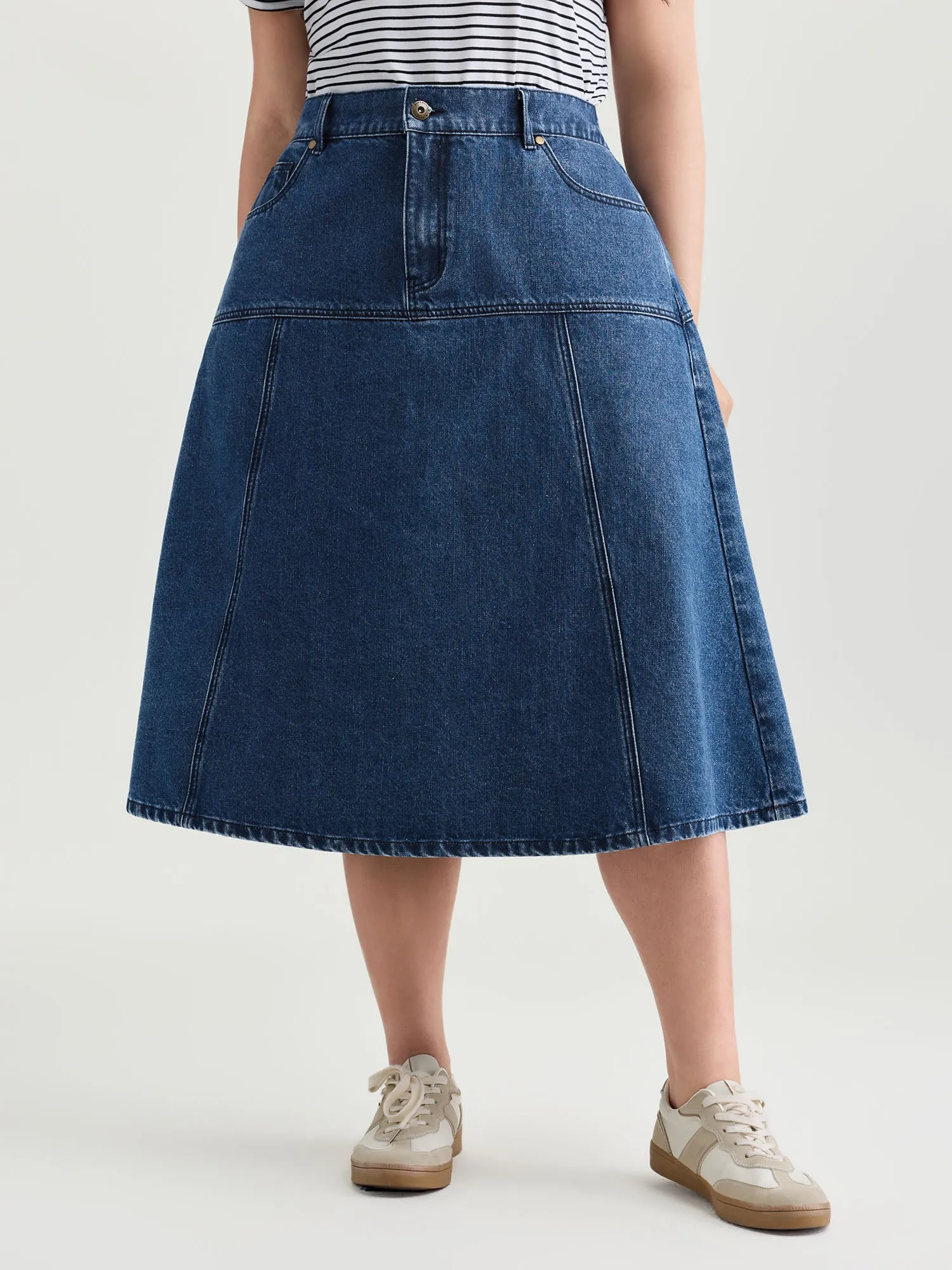 Elastic Back Waistband Maxi Denim Skirt sold by Bloomchic product image thumbnail 2