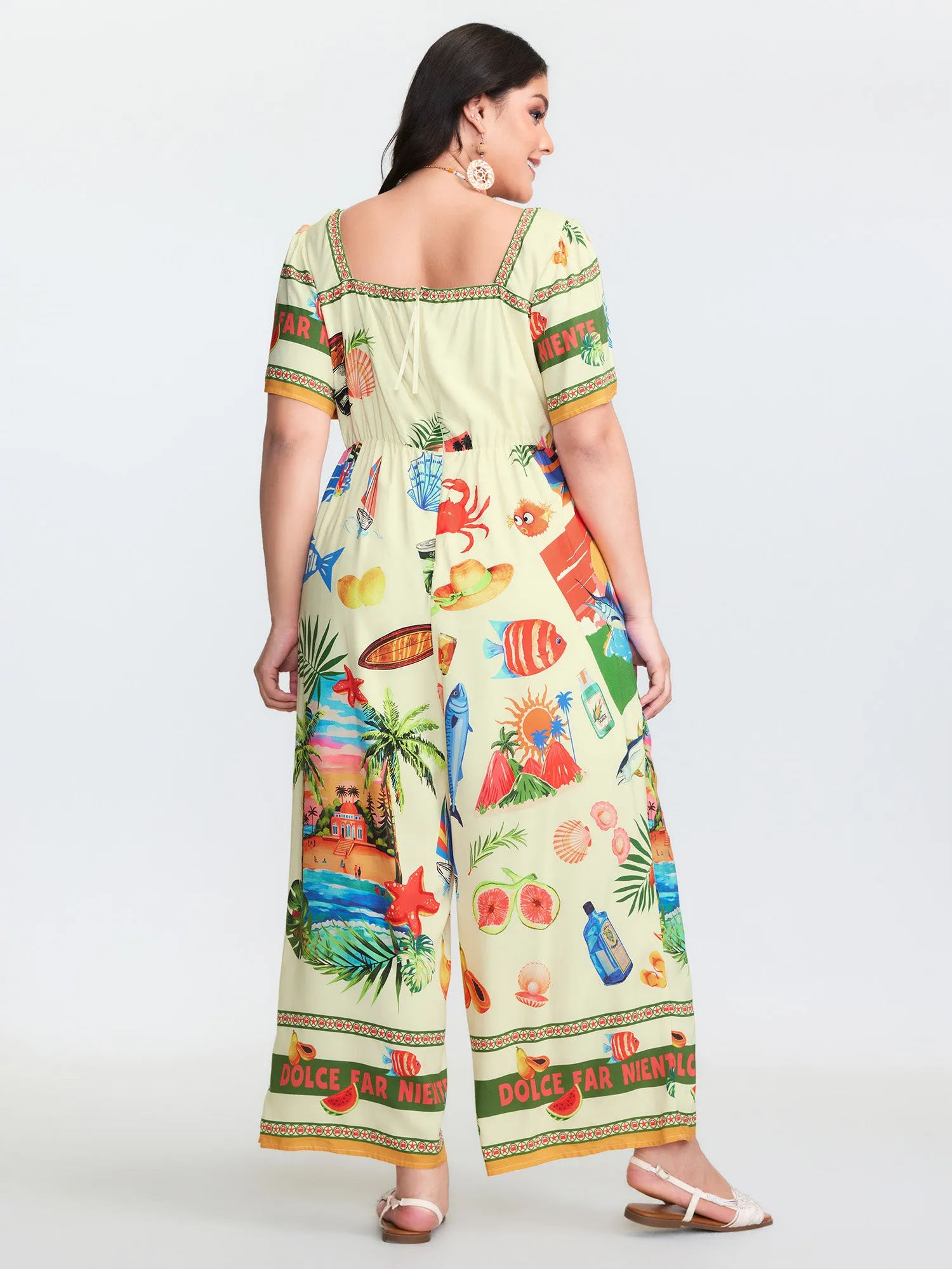 Island Print Square Neckline Jumpsuit sold by Bloomchic product image thumbnail 4