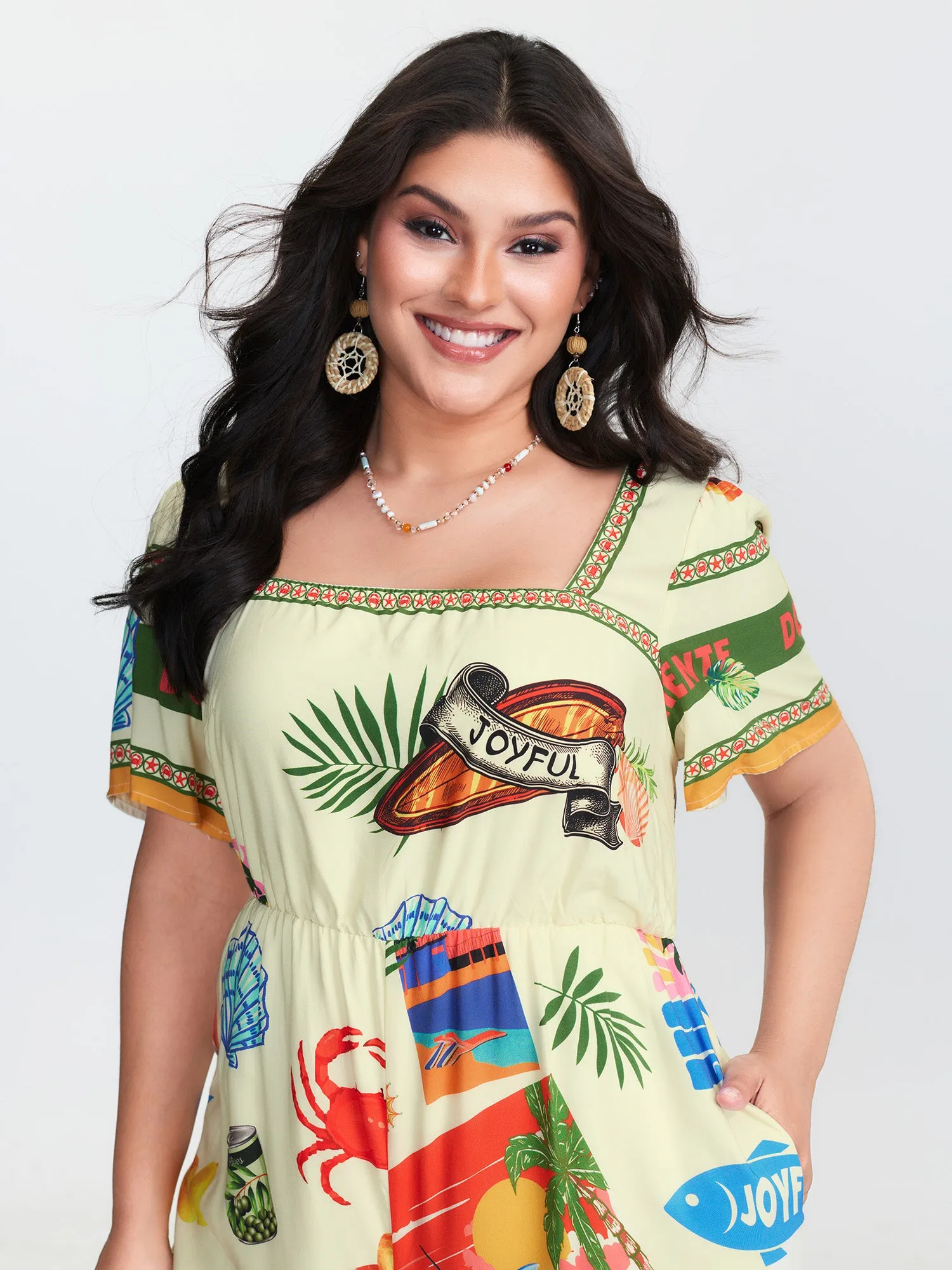 Island Print Square Neckline Jumpsuit sold by Bloomchic product image thumbnail 2