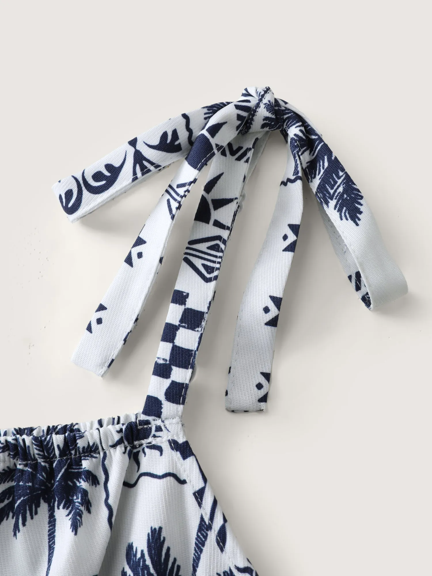 Tropical Print Shoulder-Tie Wide-Leg Jumpsuit sold by Bloomchic product image thumbnail 5