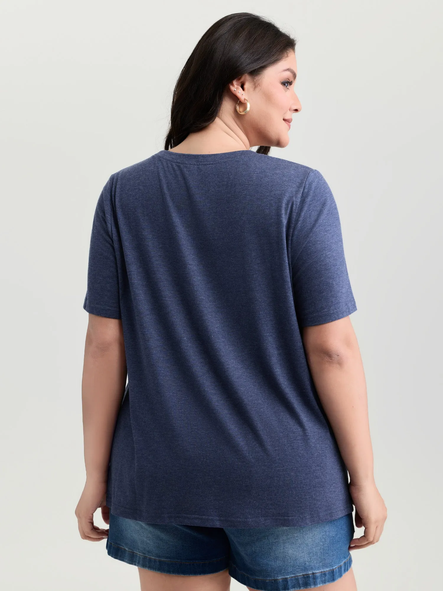 Supersoft Surf Vibes Round Neckline Plain T-Shirt sold by Bloomchic product image thumbnail 4