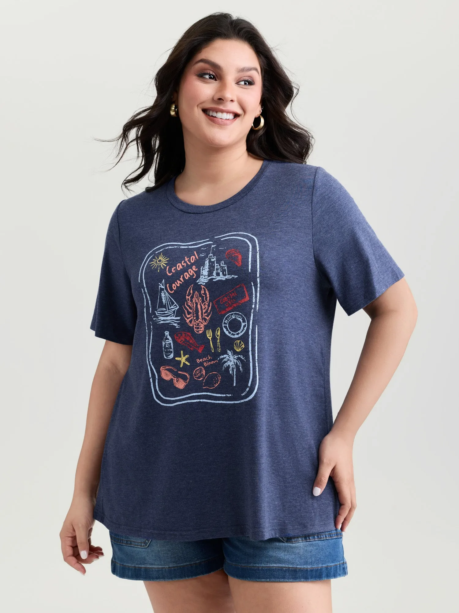 Supersoft Surf Vibes Round Neckline Plain T-Shirt sold by Bloomchic product image thumbnail 2