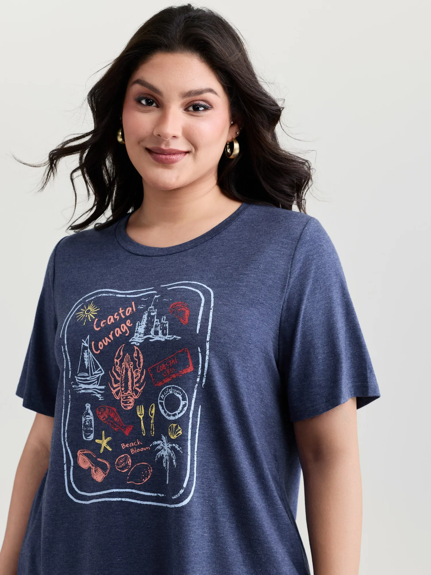 Supersoft Surf Vibes Round Neckline Plain T-Shirt sold by Bloomchic