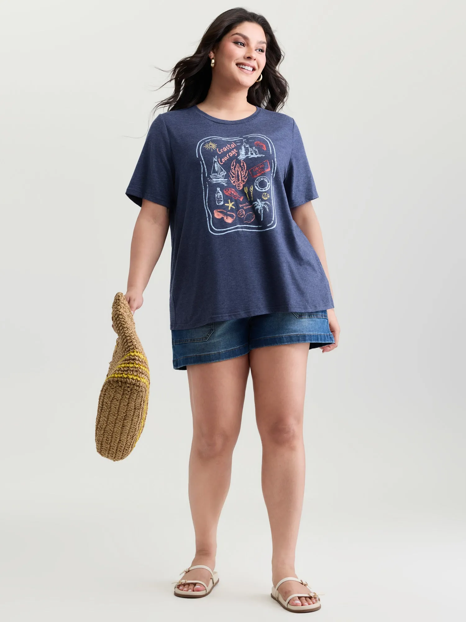 Supersoft Surf Vibes Round Neckline Plain T-Shirt sold by Bloomchic product image thumbnail 3