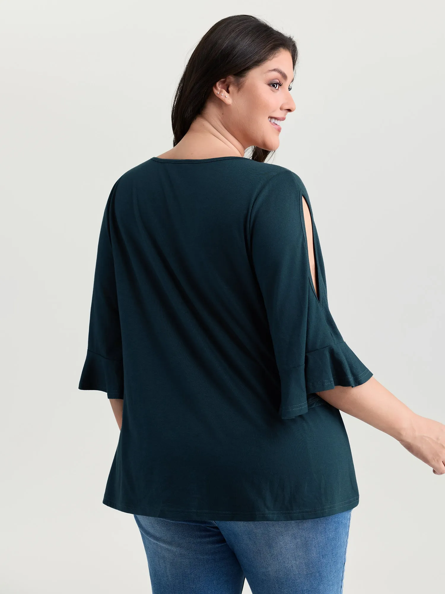 Supersoft Ruffled Sleeve Plain T-Shirt sold by Bloomchic product image thumbnail 4
