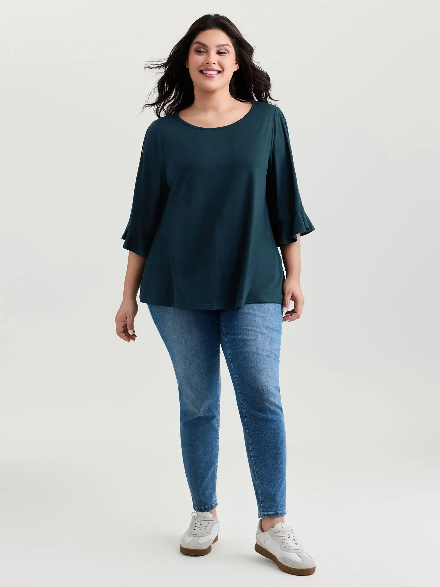 Supersoft Ruffled Sleeve Plain T-Shirt sold by Bloomchic product image thumbnail 3